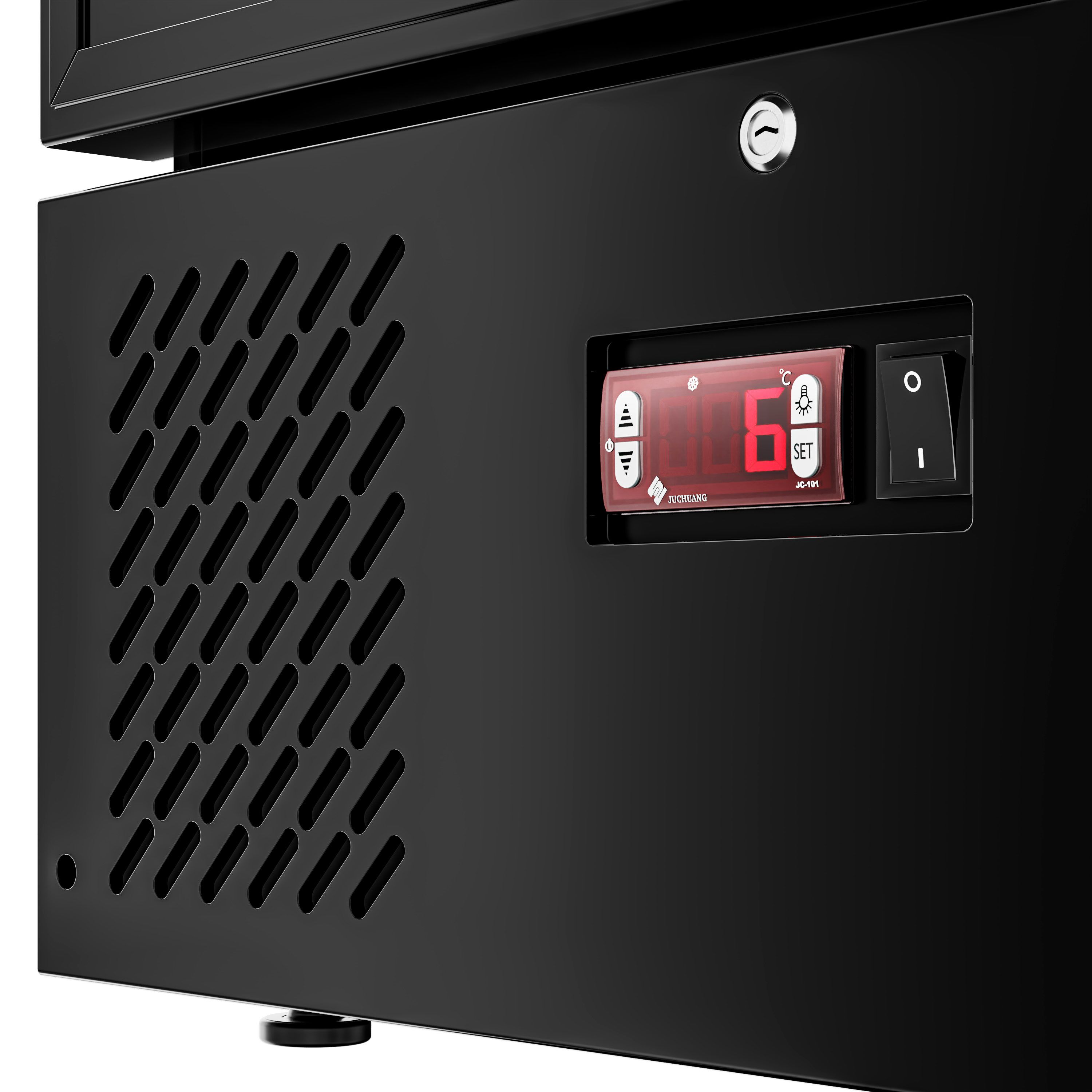 Commercial Beverage Display Fridge - 600mm - 292 Litres - stainless steel interior - with 1 hinged glass door - digital controller with temperature display - Black - Temperature range 2 to 8 °C