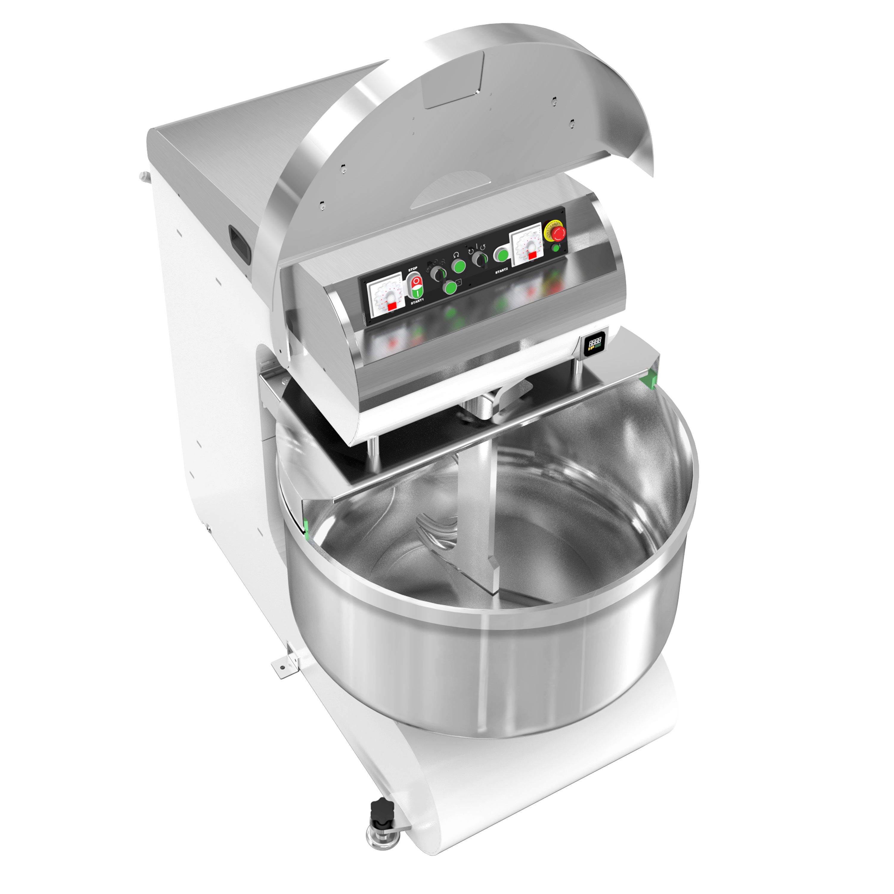Pétrin à Spirale de Boulangerie - 298 Litres / 200 kg - 2 Vitesses - avec Cuve Fixe - 2 Moteurs