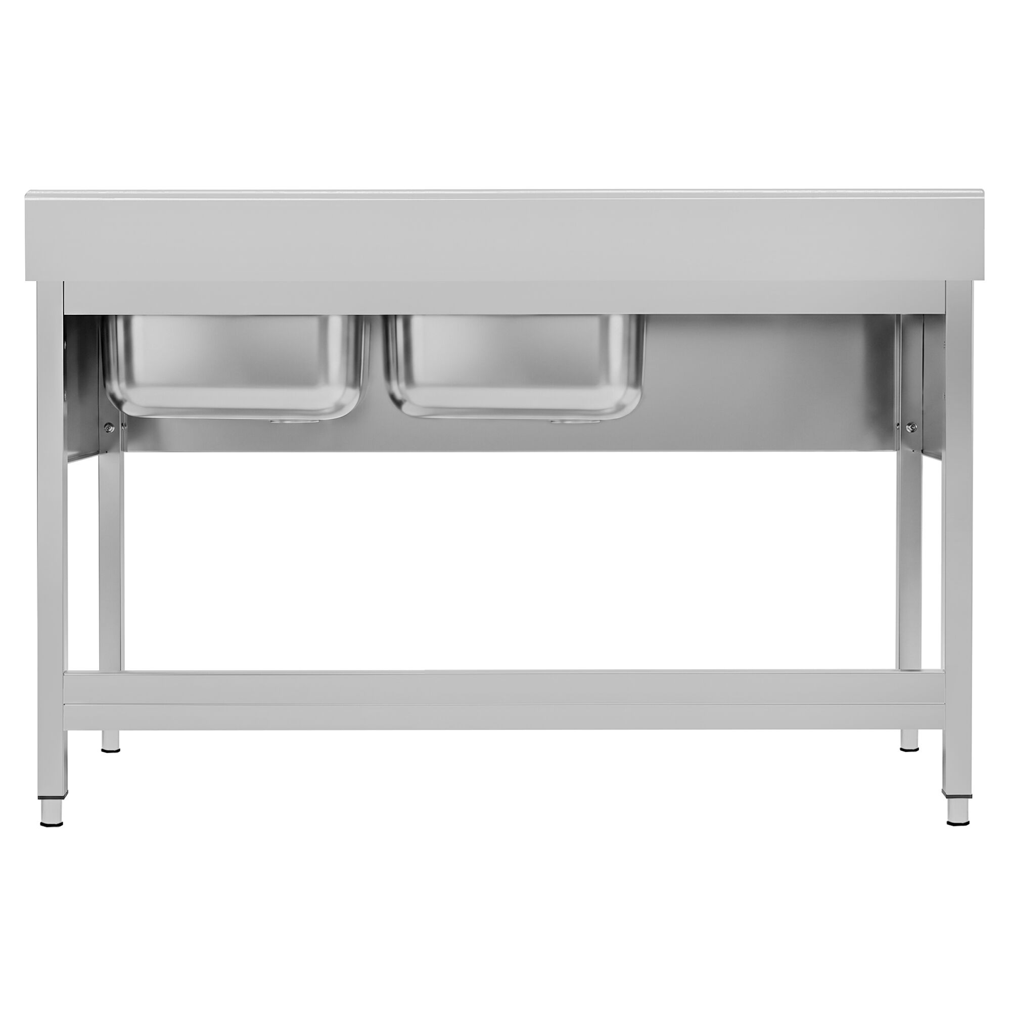 Stół ze zlewem ECO - 1400x700x970mm - z półką - 2-komorowy komory po prawej stronie