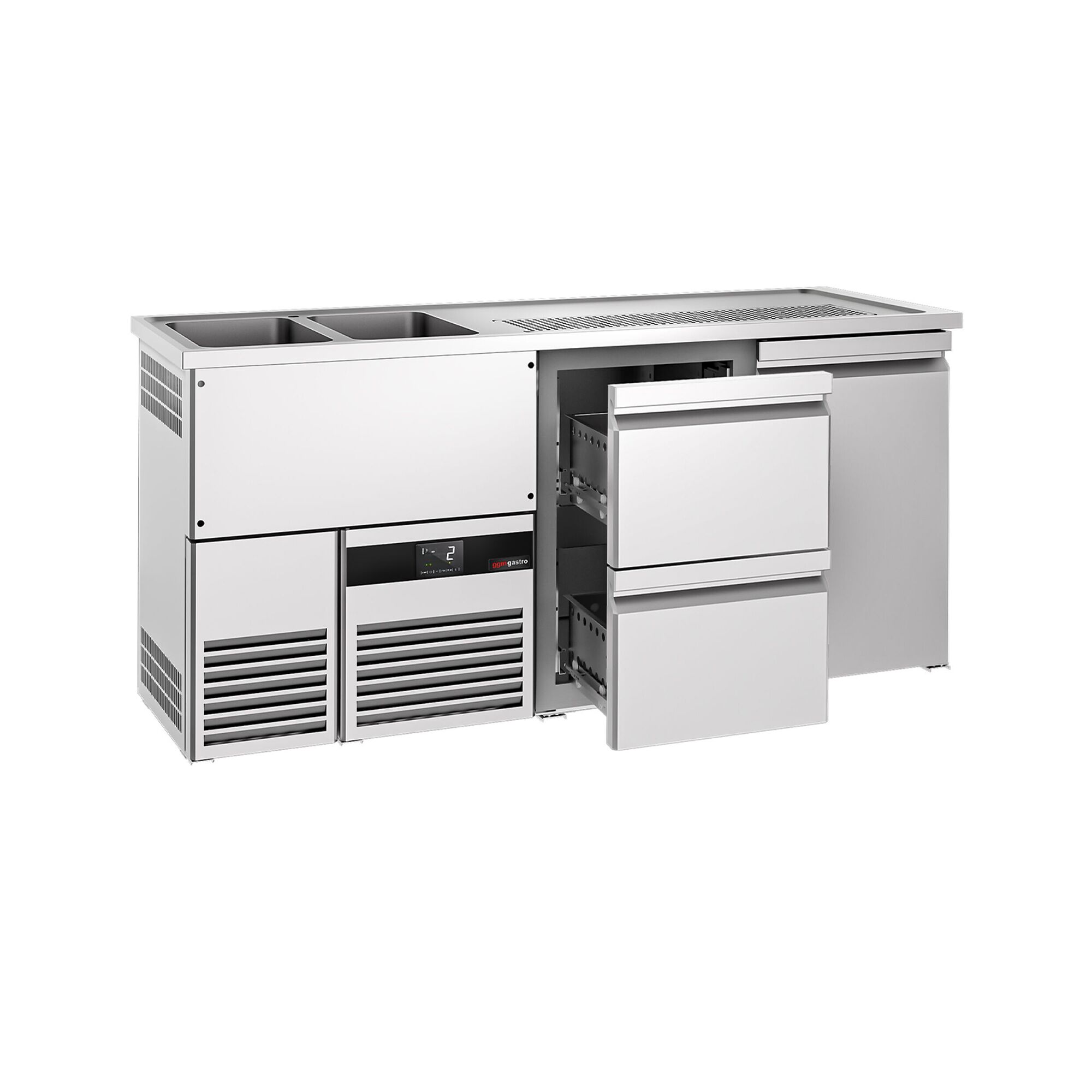 Comptoir de bar réfrigéré PREMIUM - 1950x700mm - 1 porte et 2 tiroirs