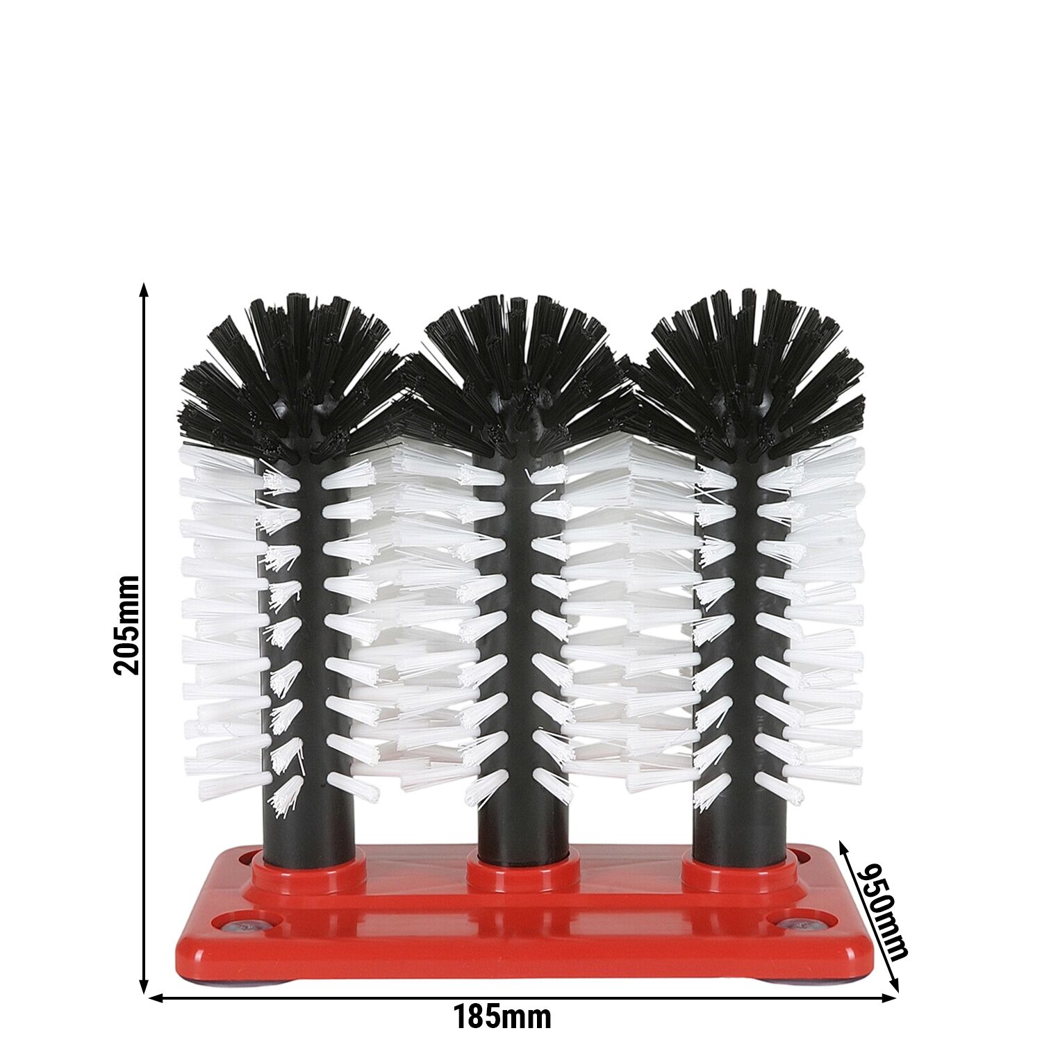 (2 pièces) FUCHS | DELFIN® Brosse à laver les verres - 3x180mm - avec plaque de fond en plastique - 1-2-3