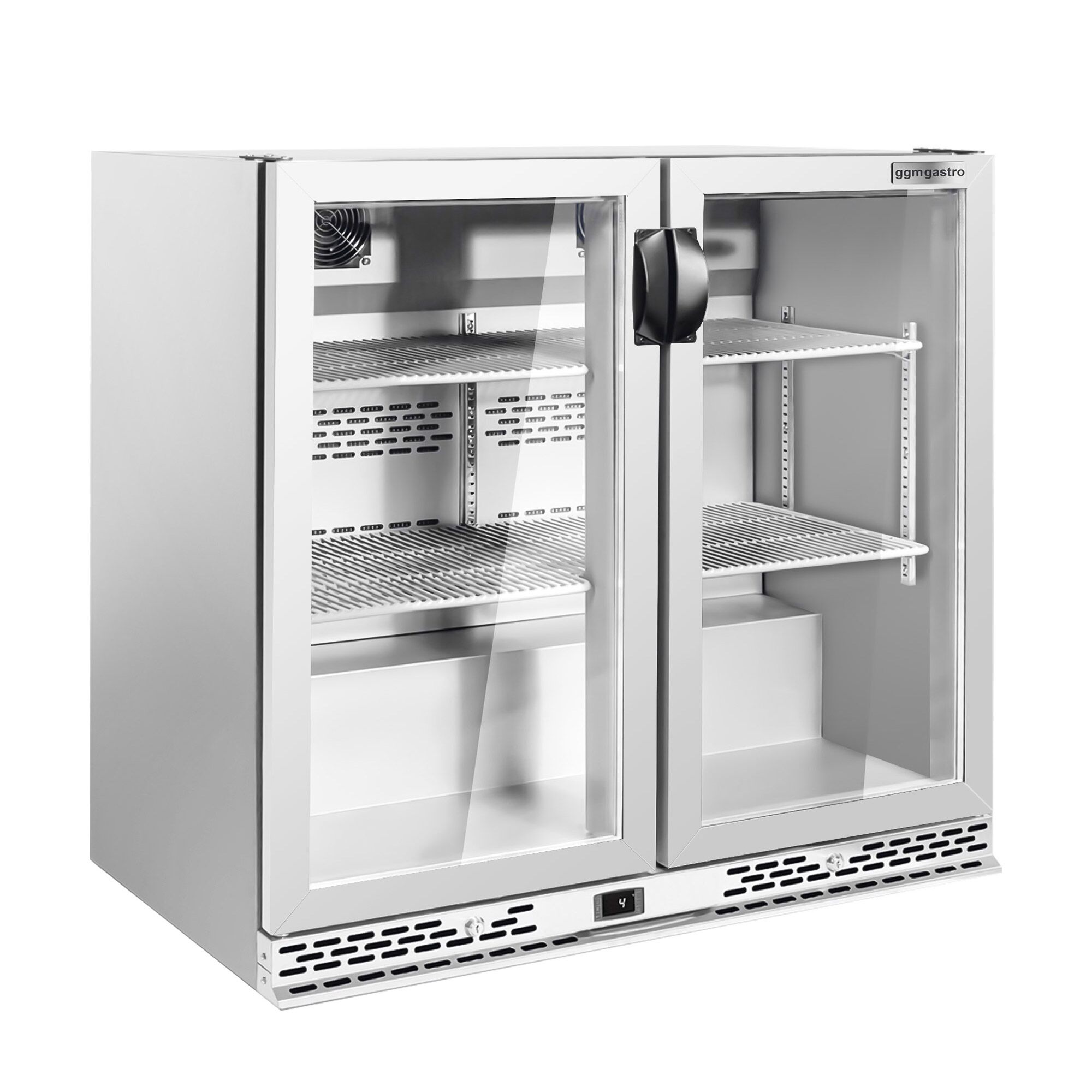 Commercial Back Bar Cooler PREMIUM PLUS - 900mm - 193L - with 2 glass hinged doors - Black