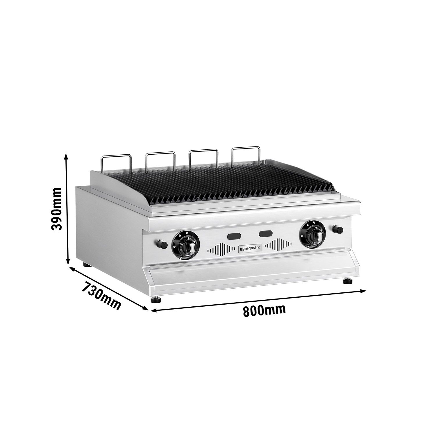 Barbecue à gaz professionnel - 10,4kW - de table - P730mm - 4 grilles de cuisson - grilles de cuisson en fonte