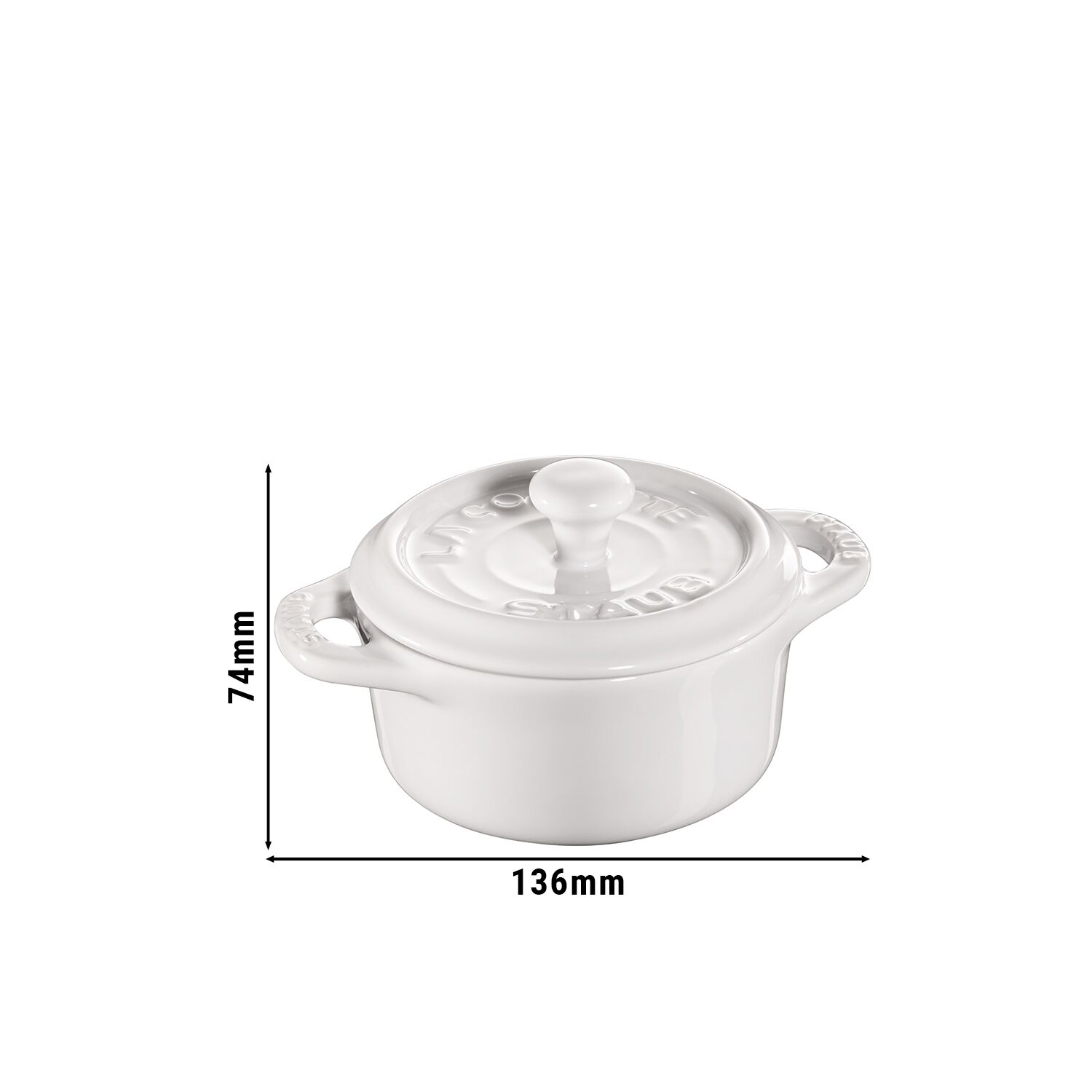 STAUB| Ceramic Mini Cocotte, Round – White - Ø 100 mm - Enamelled - Induction-Compatible