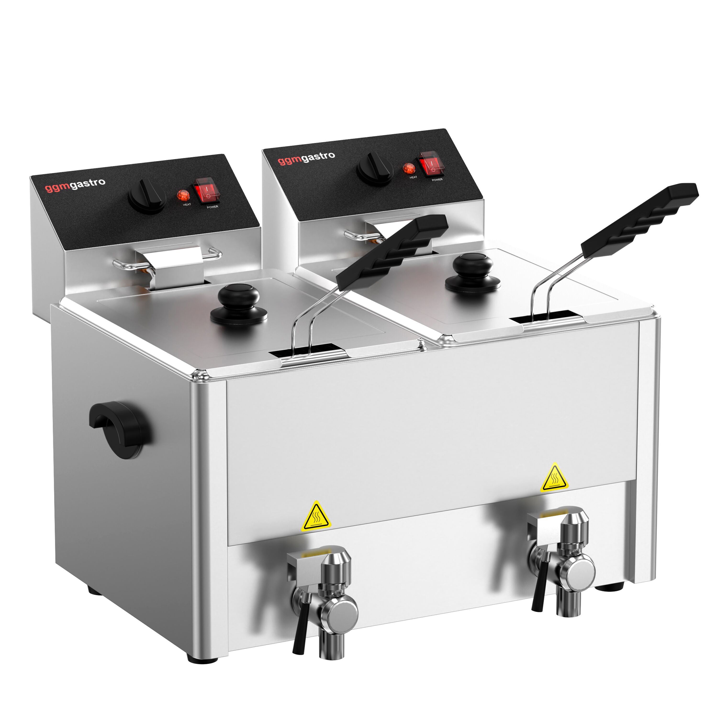 Friteuse électrique double – 8+8 litres – 6,5 kW – avec robinet de vidange