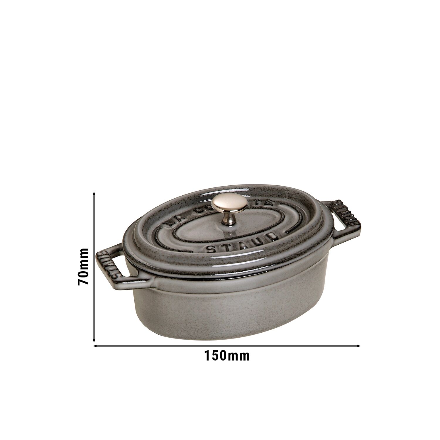STAUB | Mini Cocotte Round Enamelled Cast Iron Casserole Dish – Ø 110 mm – Graphite Grey