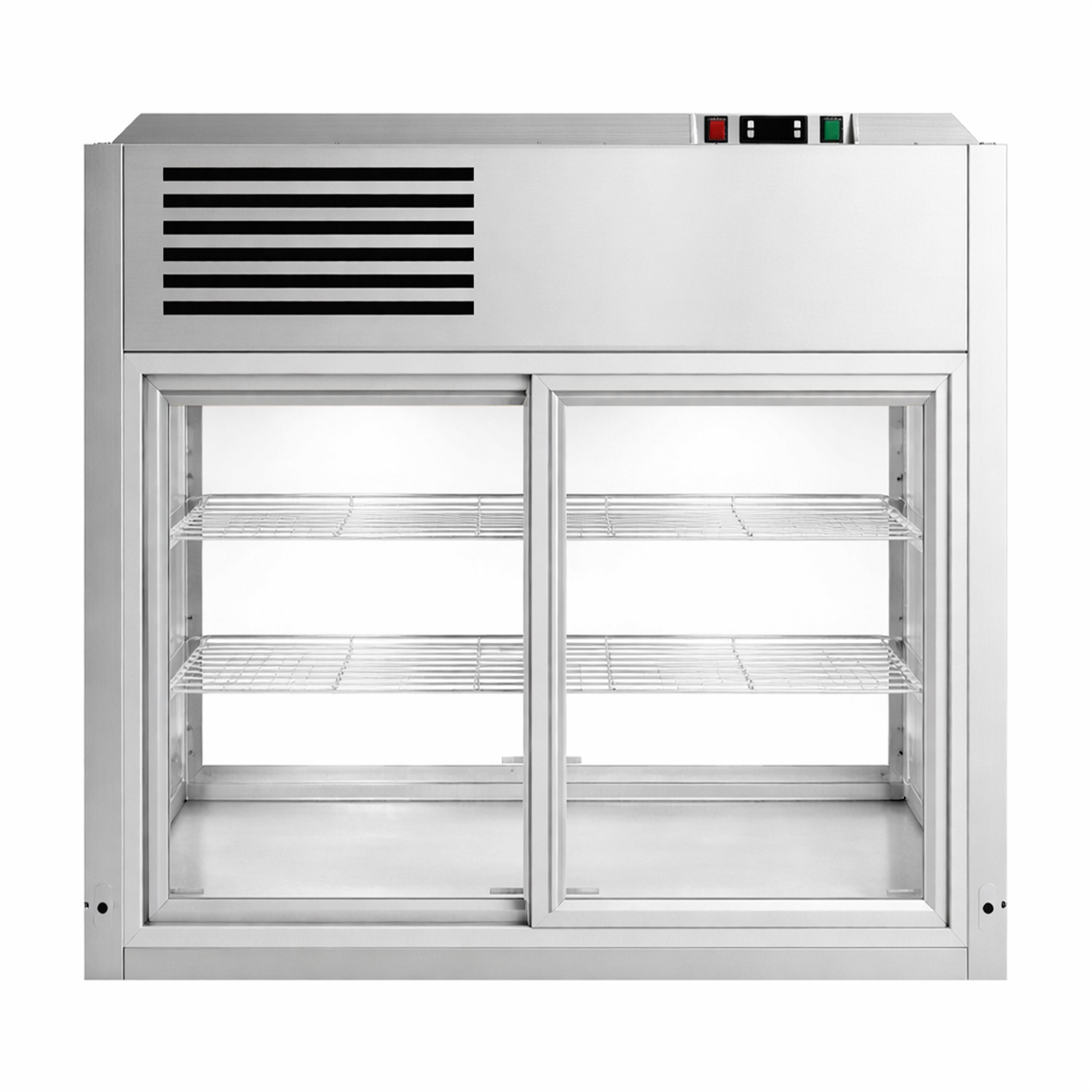 Vitrine réfrigérée de table Self-Service - 225L - 900mm - Double vitrage - avec 2 étagères - portes coulissantes vitrées arrière - pour pâtisseries