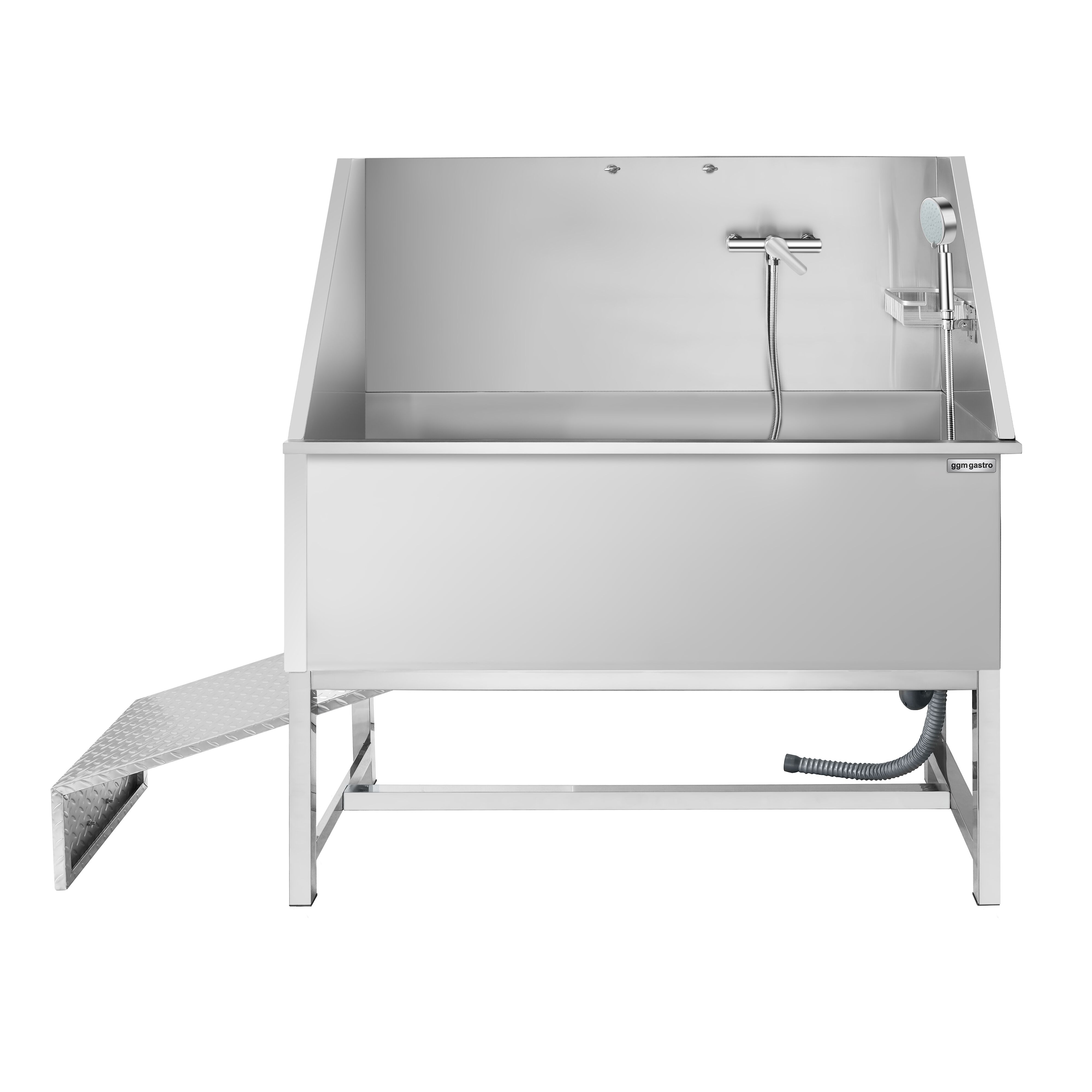 Dog Bath - with Ramp, Taps and Mixers & perforated stainless steel base