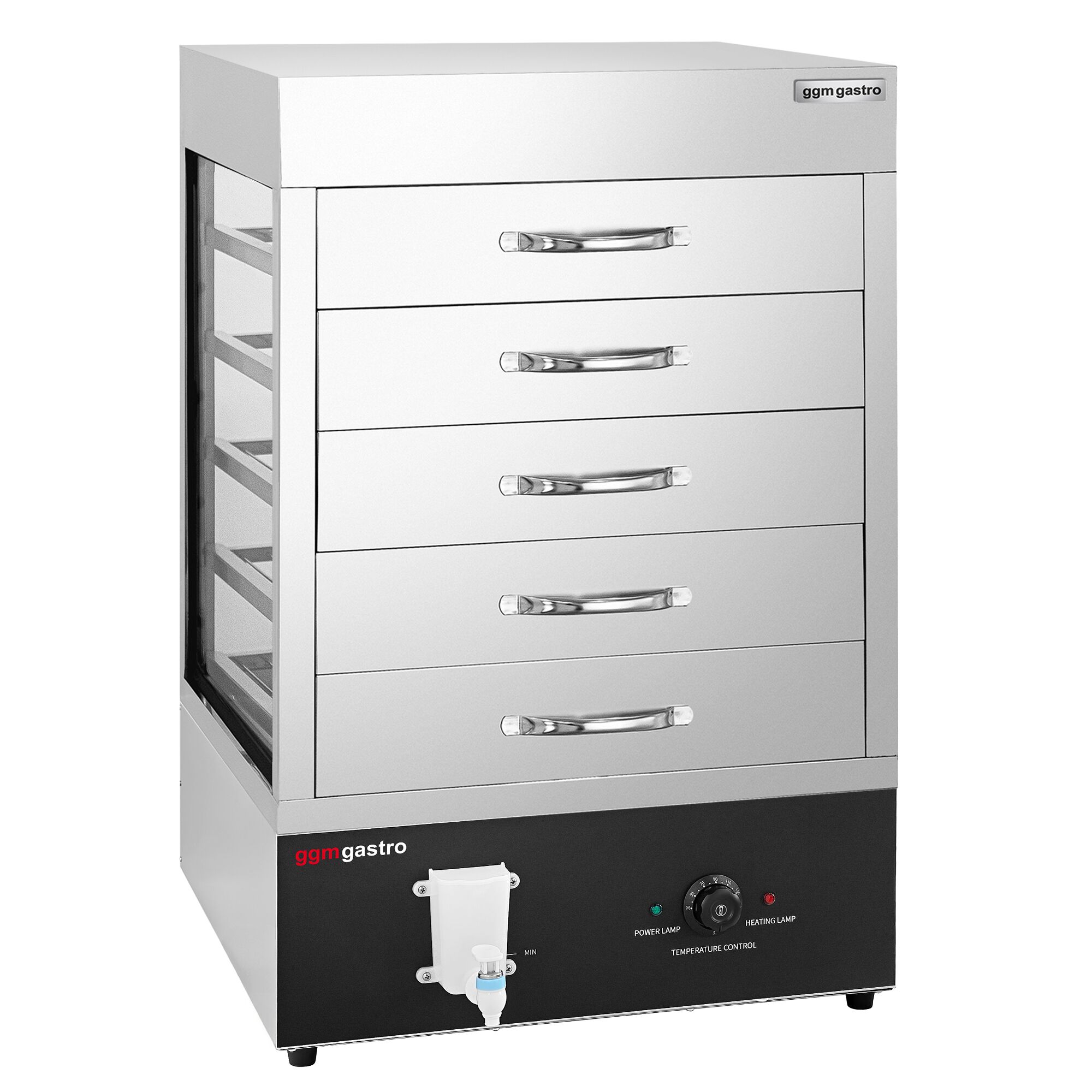 Cuiseur vapeur Dim Sum Professionnel - 2,5kW - avec armoire vapeur 5 tiroirs