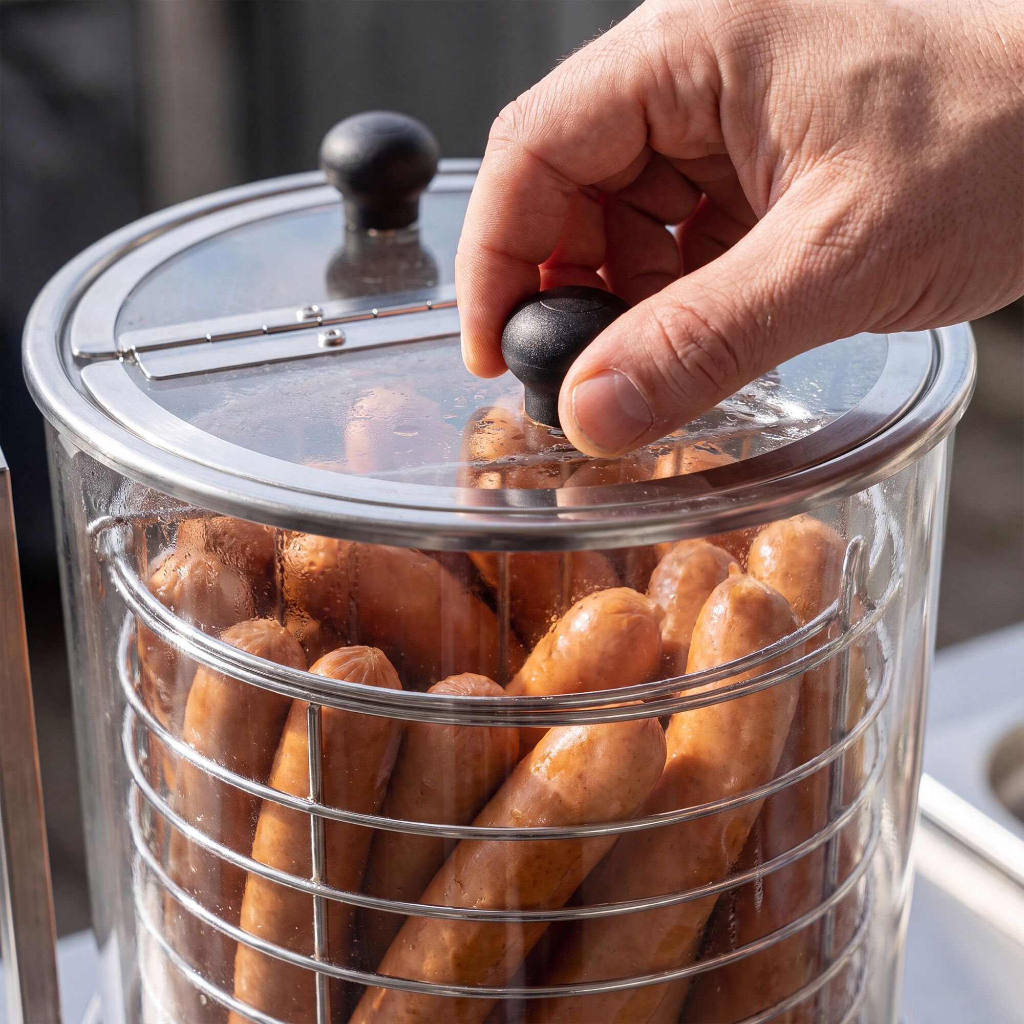 Commercial Hot Dog Steamer & Bun Warmer – 355 W – 3 Temperature Levels