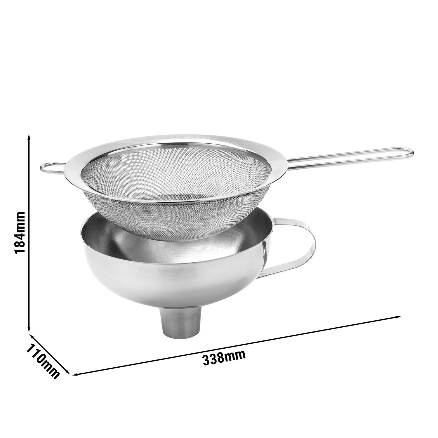 ISI | Entonnoir avec tamis - 2 pcs - inox