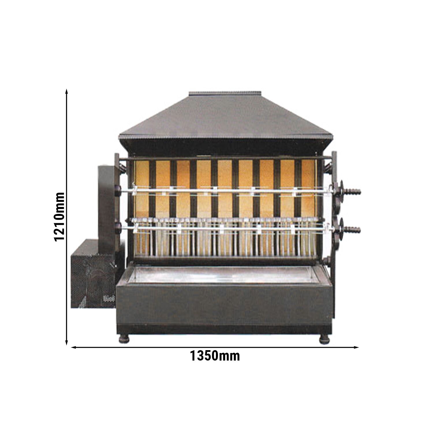 Commercial Charcoal Rotisserie Chicken Grill - with 2 Skewers for up to 10 chickens
