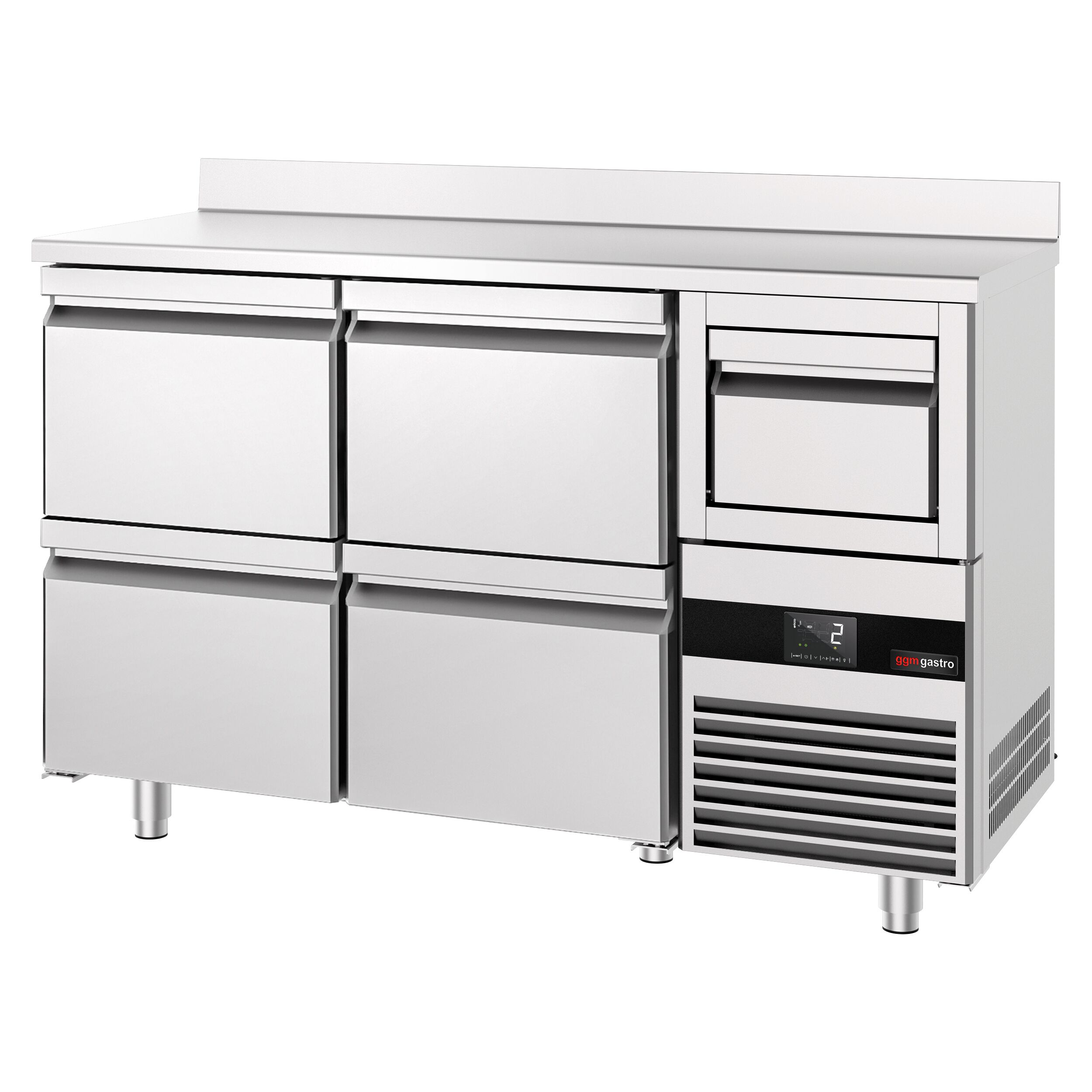 Arrière-bar réfrigéré professionnel  PREMIUM - 1580x600 mm - 4 tiroirs, dosseret & bac à marc pour café