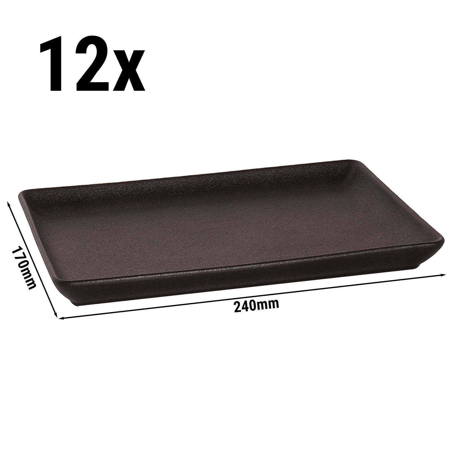 (12 pcs) UNIVERSE - Plateau Maastricht - Rectangulaire - 240x170mm - Noir