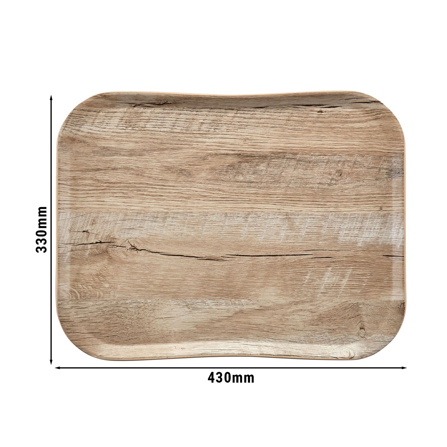(12 pieces) CAMBRO | CENTURY™ Fibreglass Serving Tray – 430×330 mm – Light Oak Wood Effect – Dishwasher-stable
