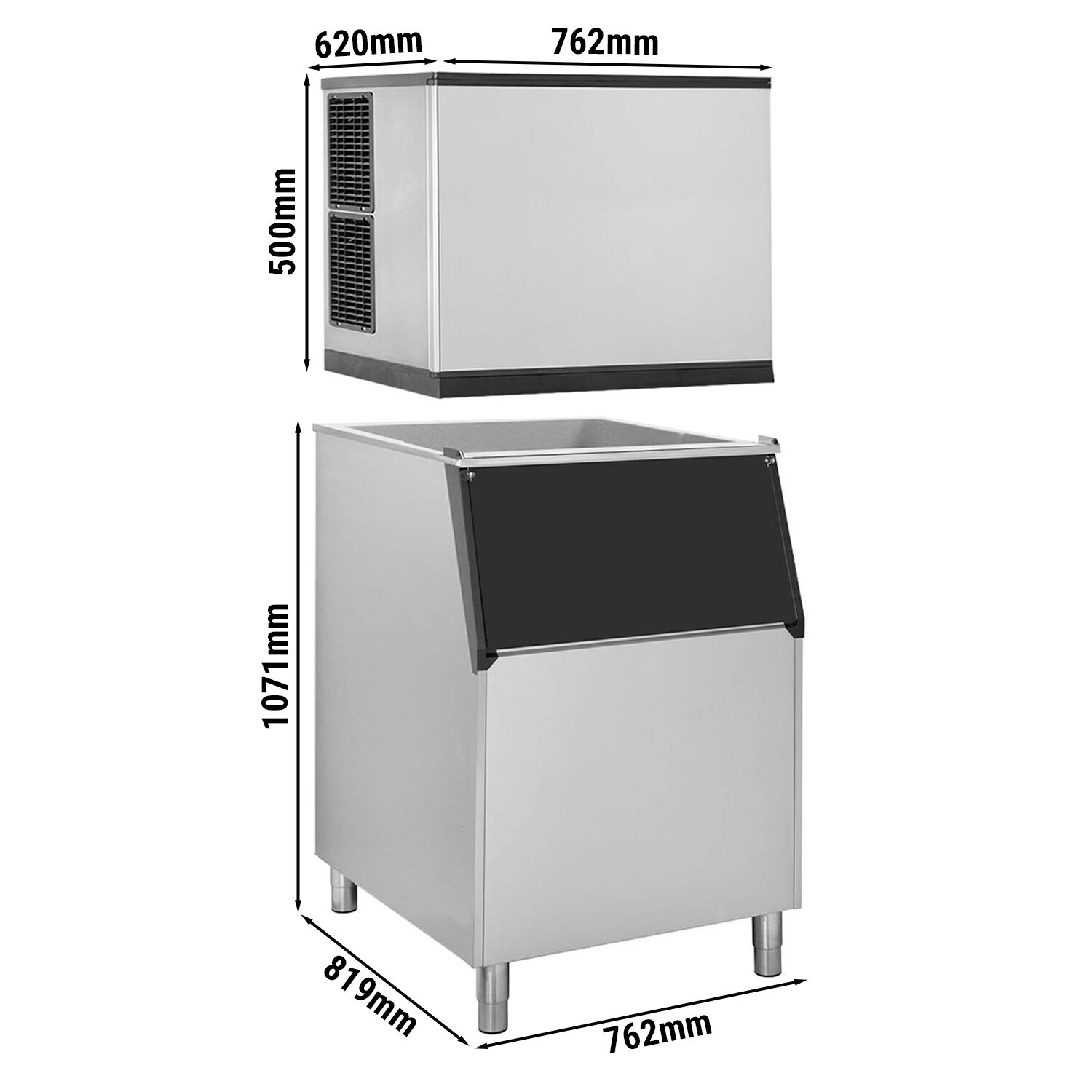 Machine à glaçons - Cubes - 212 kg/24 h - y Bac à glaçons