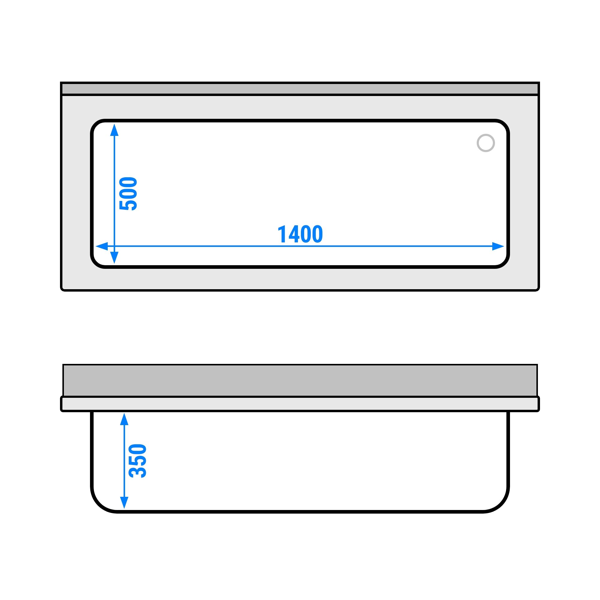 RVS spoeltafel PREMIUM - 1600x700mm - met onderblad - met 1 spoelbak