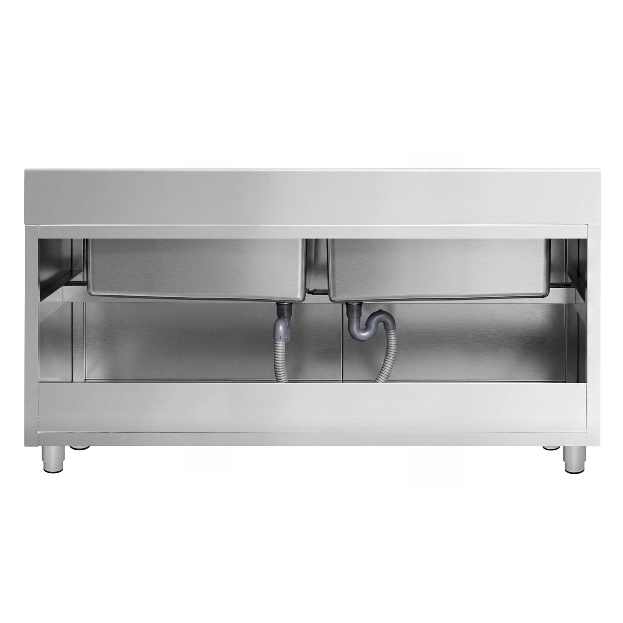 PREMIUM pot washing cabinet – 1800 x 600 mm – with 2 basins
