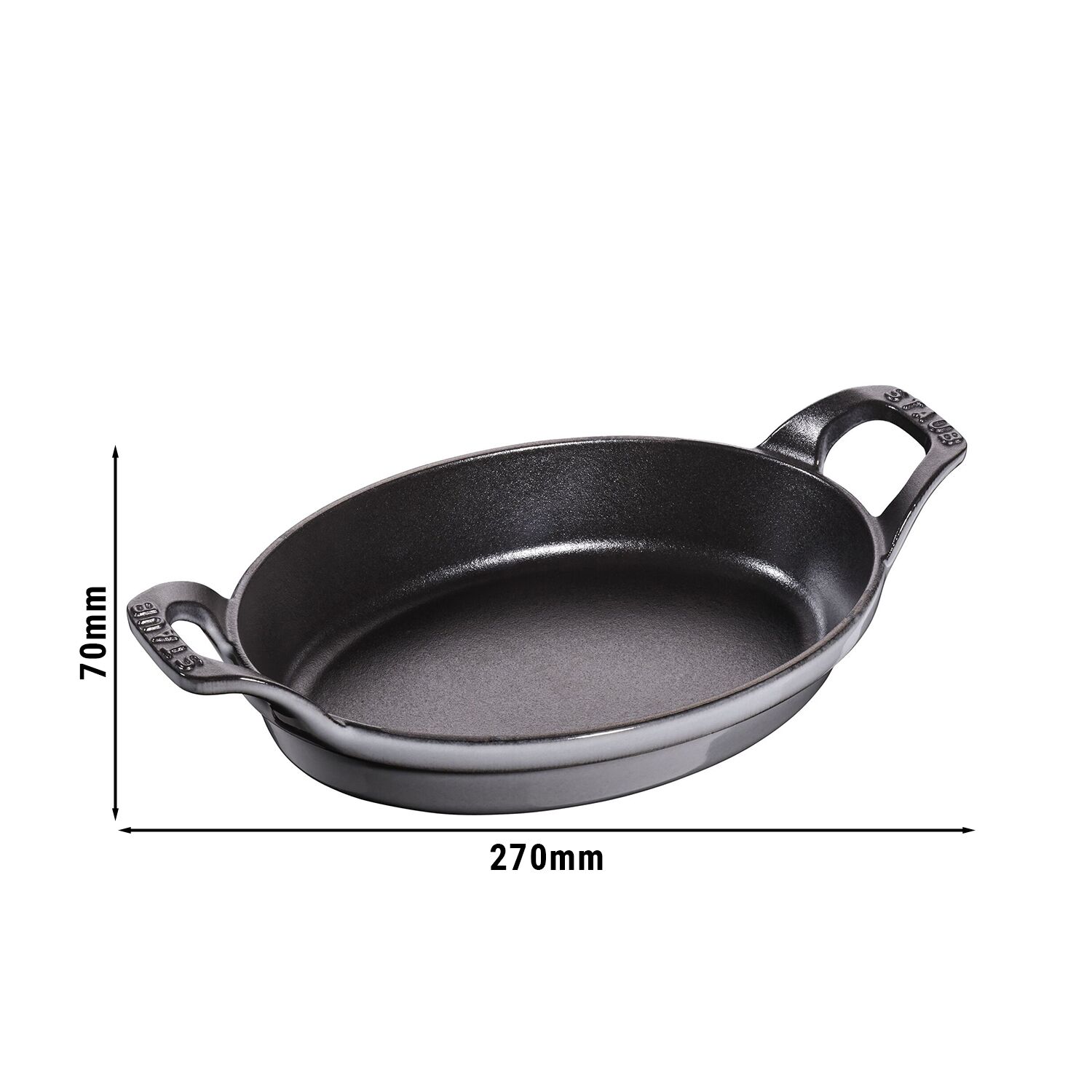STAUB | Oval Cast Iron Baking Dish – 210 mm - Graphite Grey - Grill Compatible