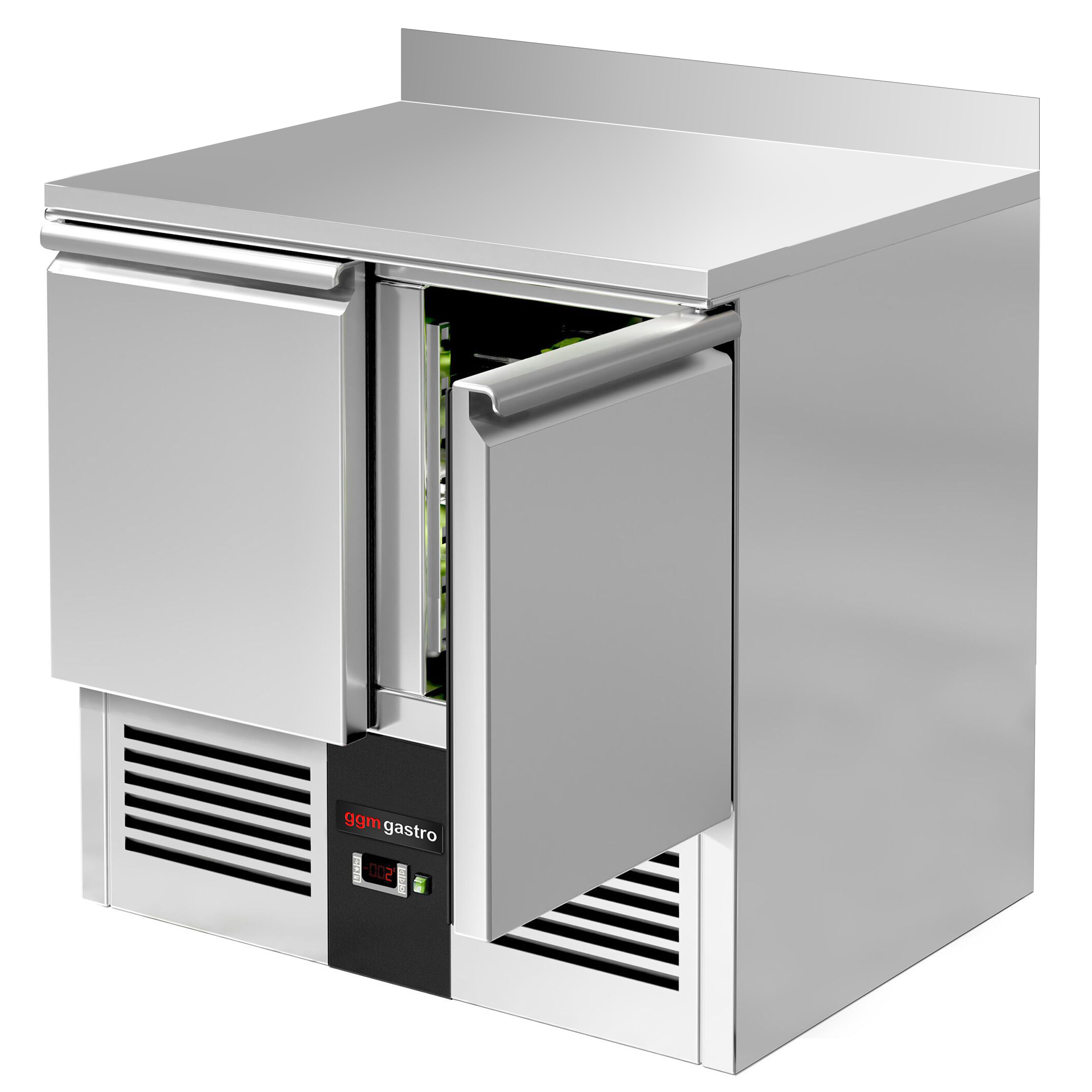 Commercial Counter Fridge PREMIUM - 900x700mm - with 2 doors - with upstand - capacity 240 litres