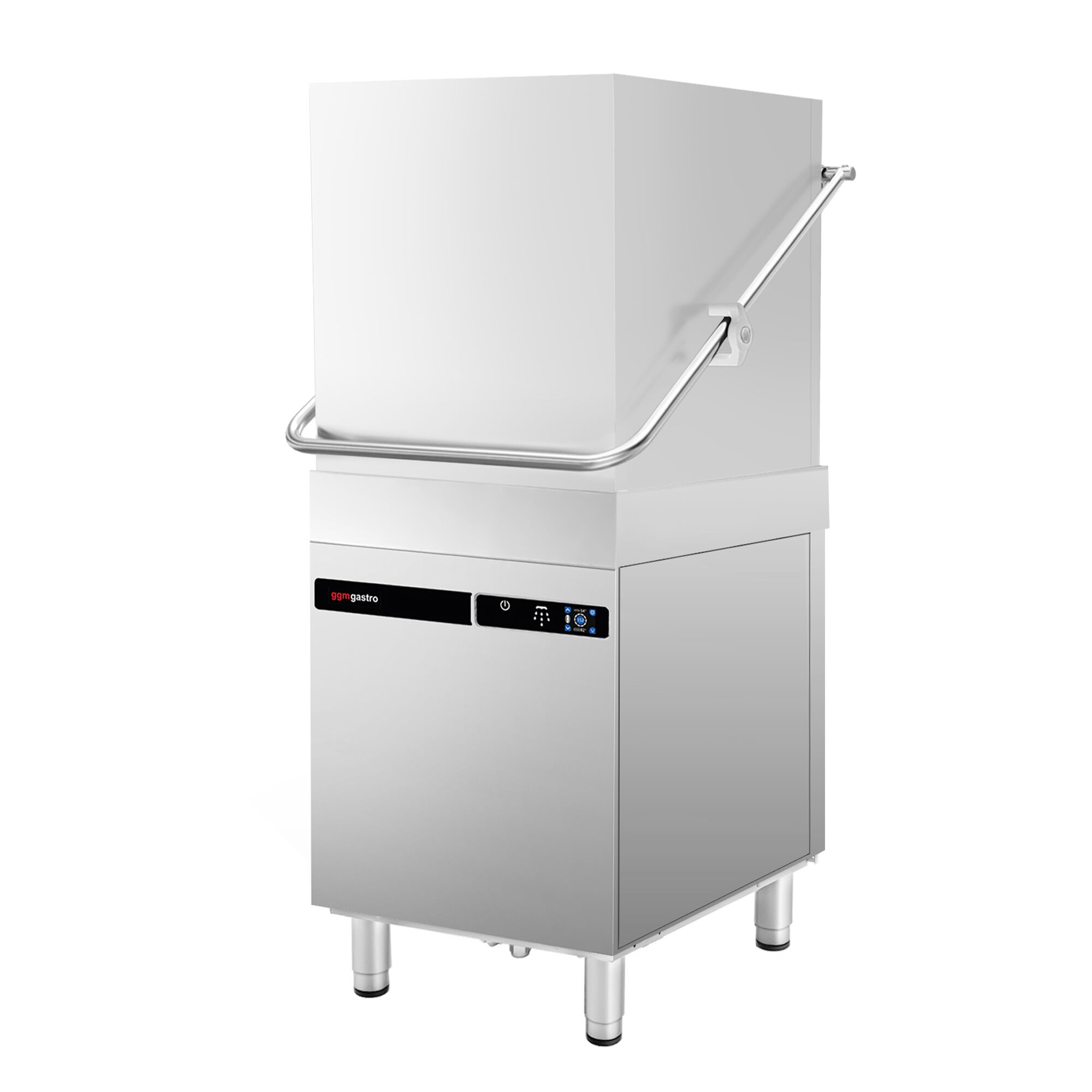 Lave-vaisselle à capot – Écran tactile – 9,66 kW – avec table d’entrée à gauche et table de sortie à droite incluses – avec pompe de détergent, de rinçage et de vidange