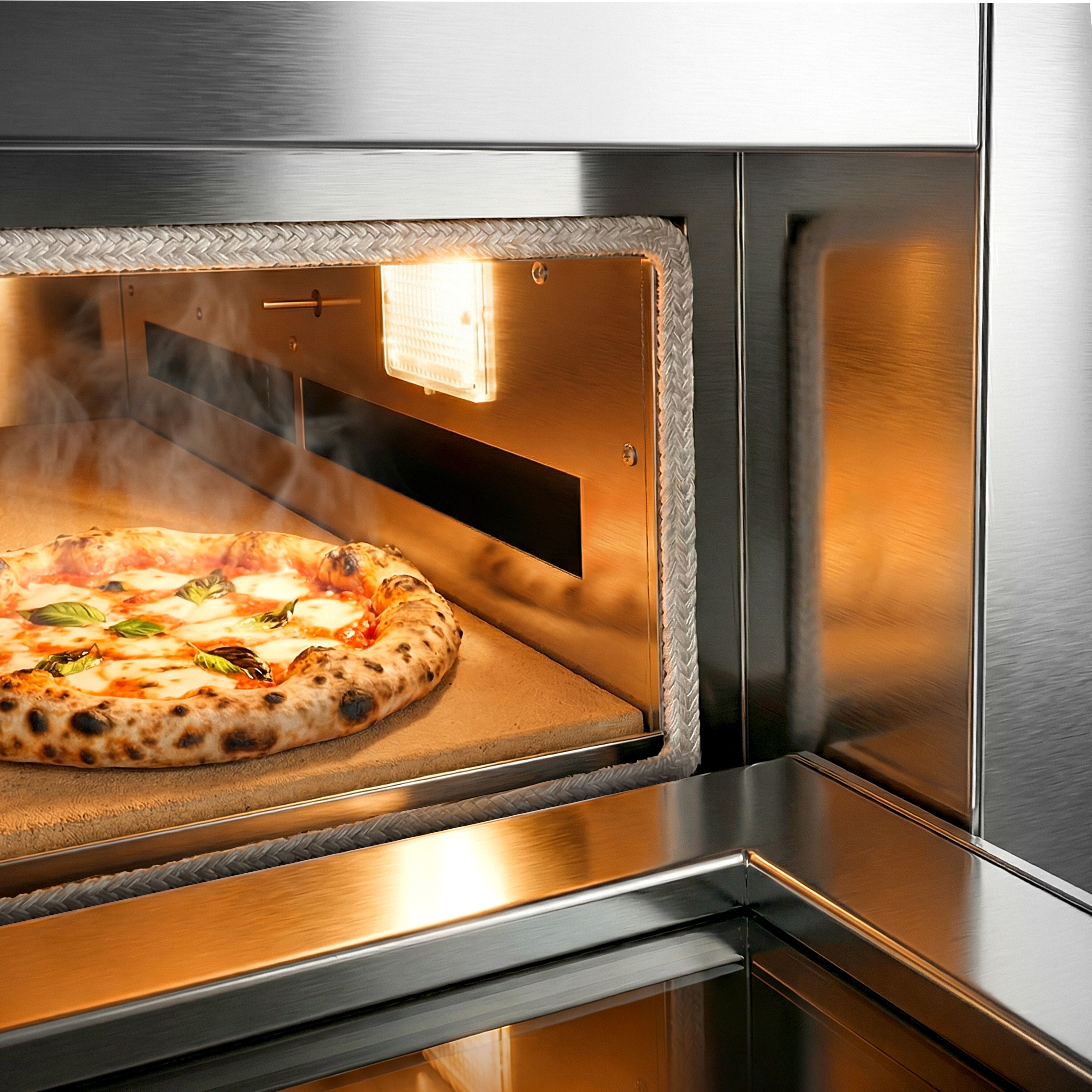 Four à pizza à gaz - 9 + 9 x 30 cm - Touch - avec soubassement inclus