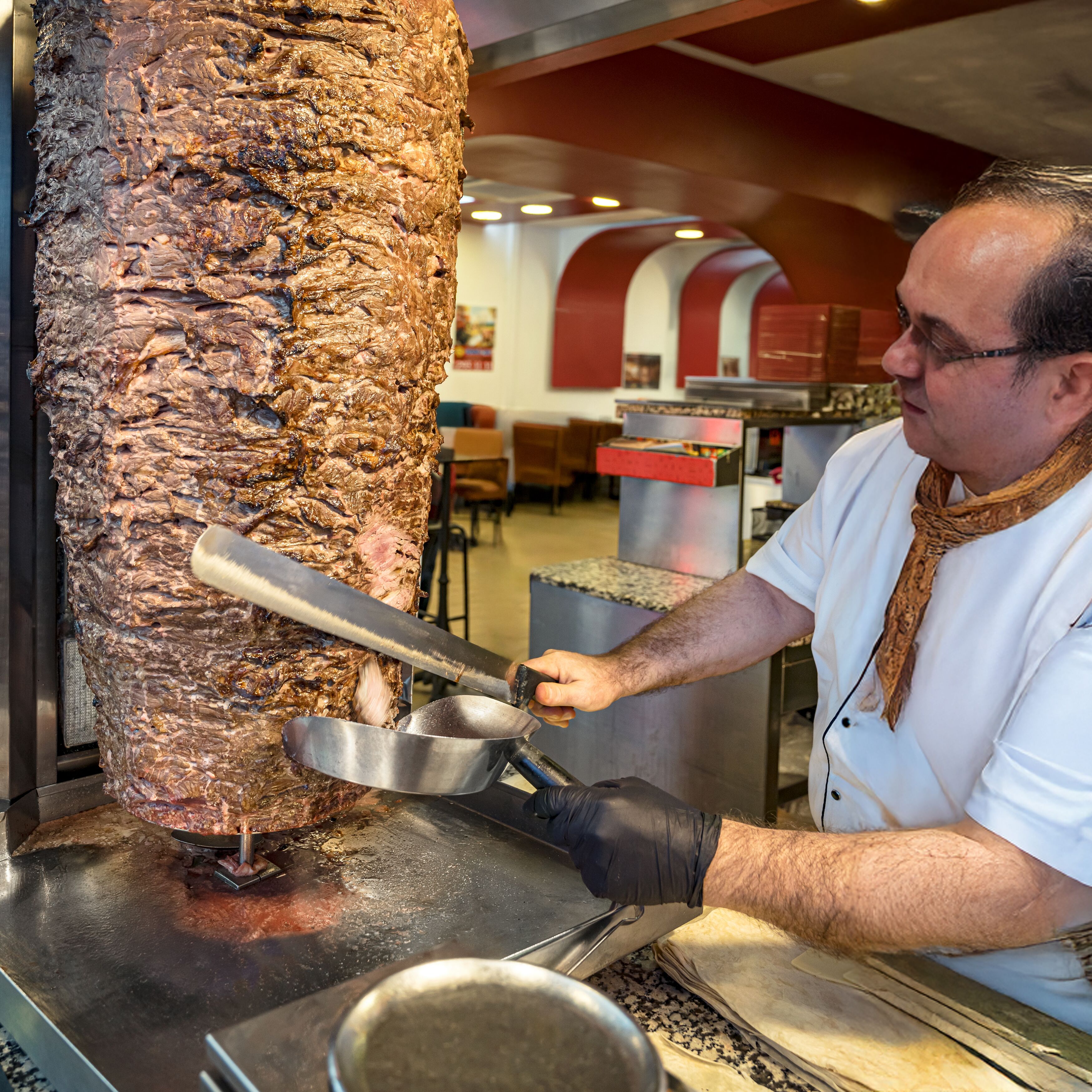 Pelle à gyros / kebab - 223x311x70mm - Inox avec poignée en plastique