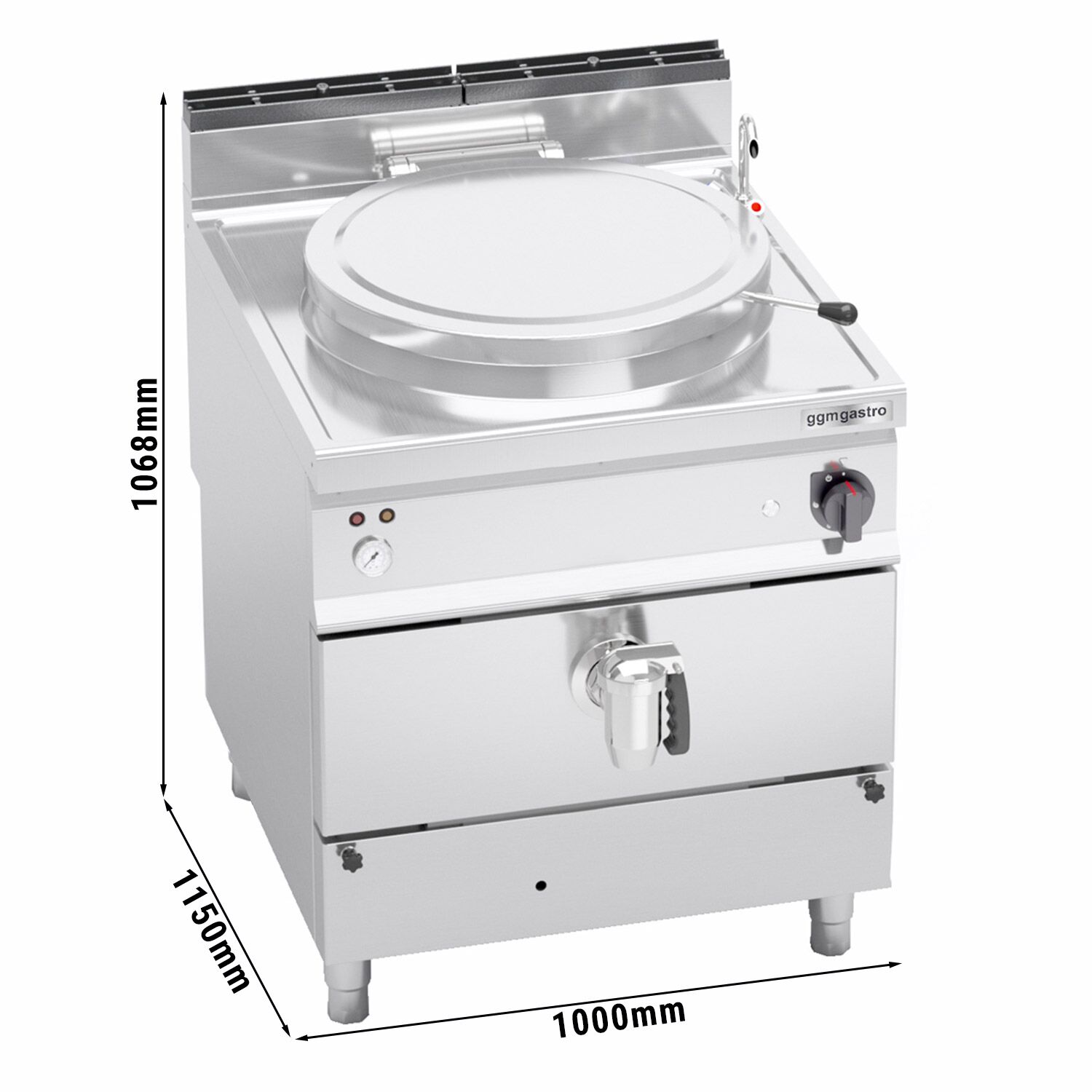 Gas Pressure Boiling Pan - 200L - 34.5kW - Indirect Heating - with Water Connection