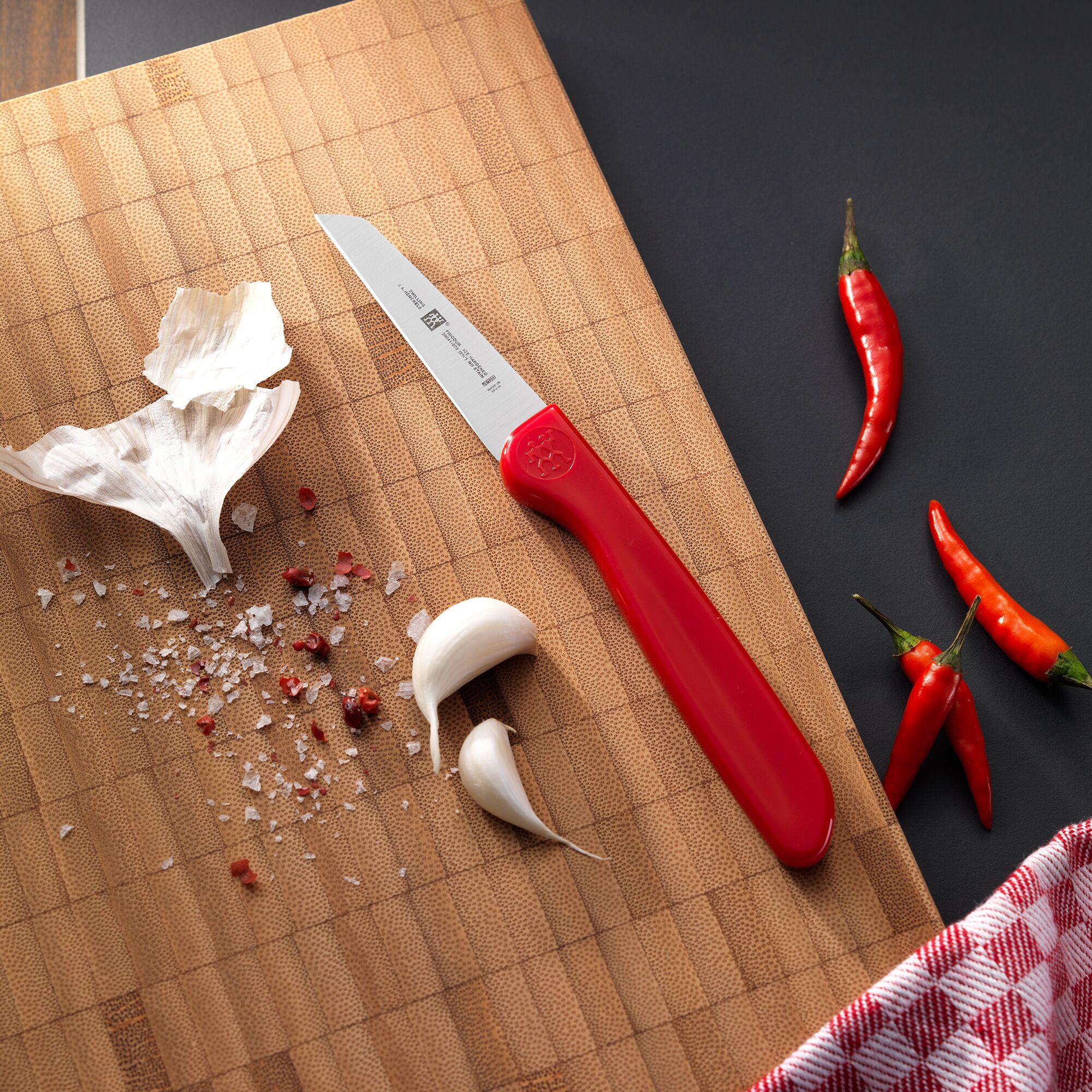 (1 piece) ZWILLING | Twin Grip Vegetable Knife – Red Handle – 70 mm Blade