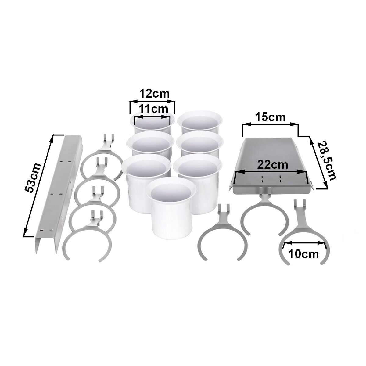 Cutlery Tray - Ø 100mm - Stainless steel - with 7 shelves - with 7 compartments