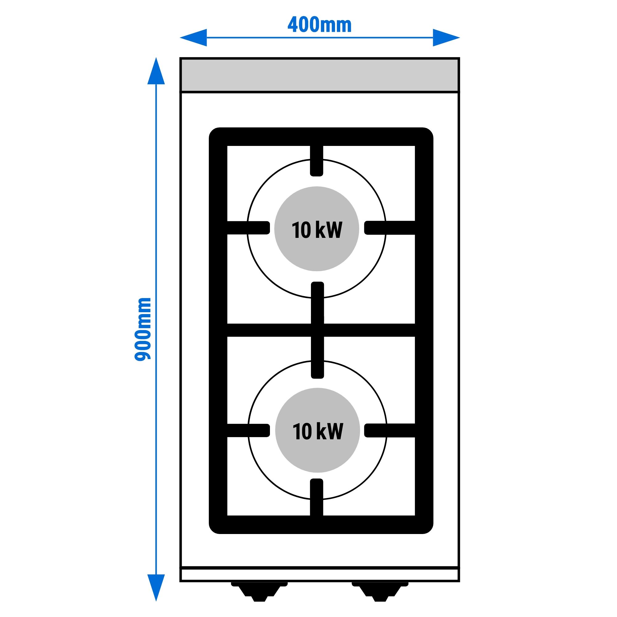 Fourneau à gaz – avec 2 brûleurs – 20 kW – modèle haute performance