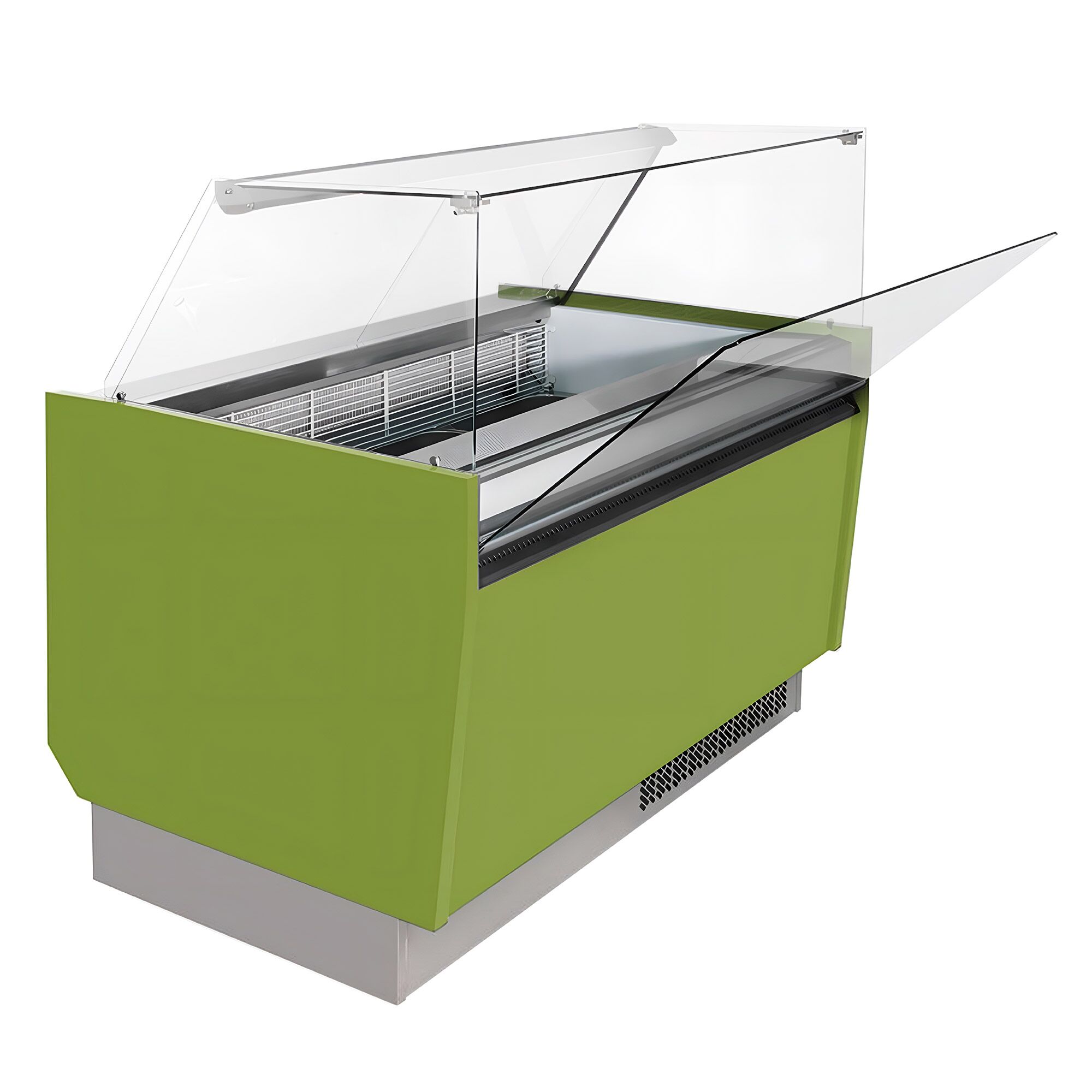 Vitrine à glace LIAM – 1310 mm – refroidissement statique – pour 10+10 bacs à glace de 5 litres – Vert clair
