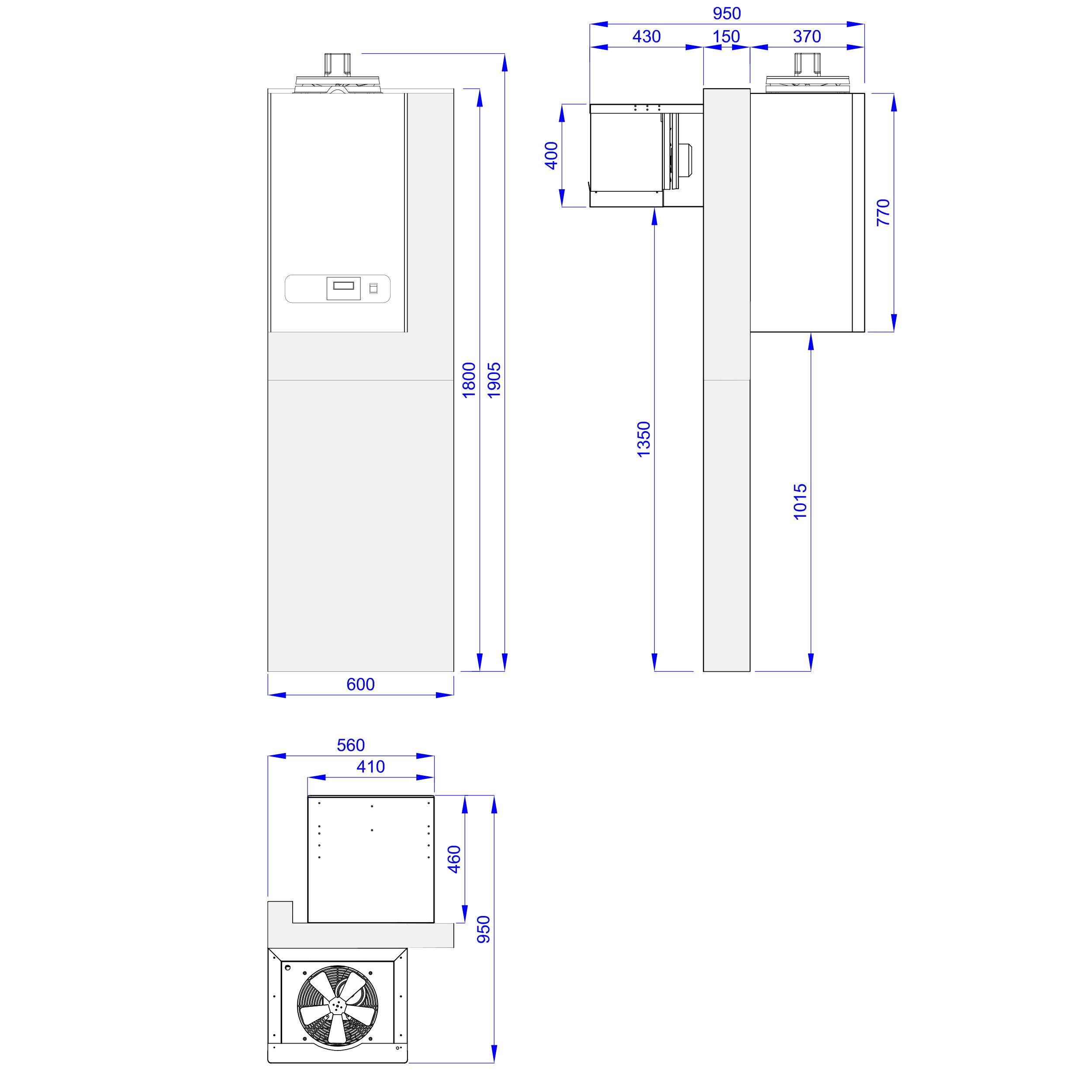 En acier inoxydable Groupe de froid négatif monobloc mural - pour volume max. 7,5m³ - 650W