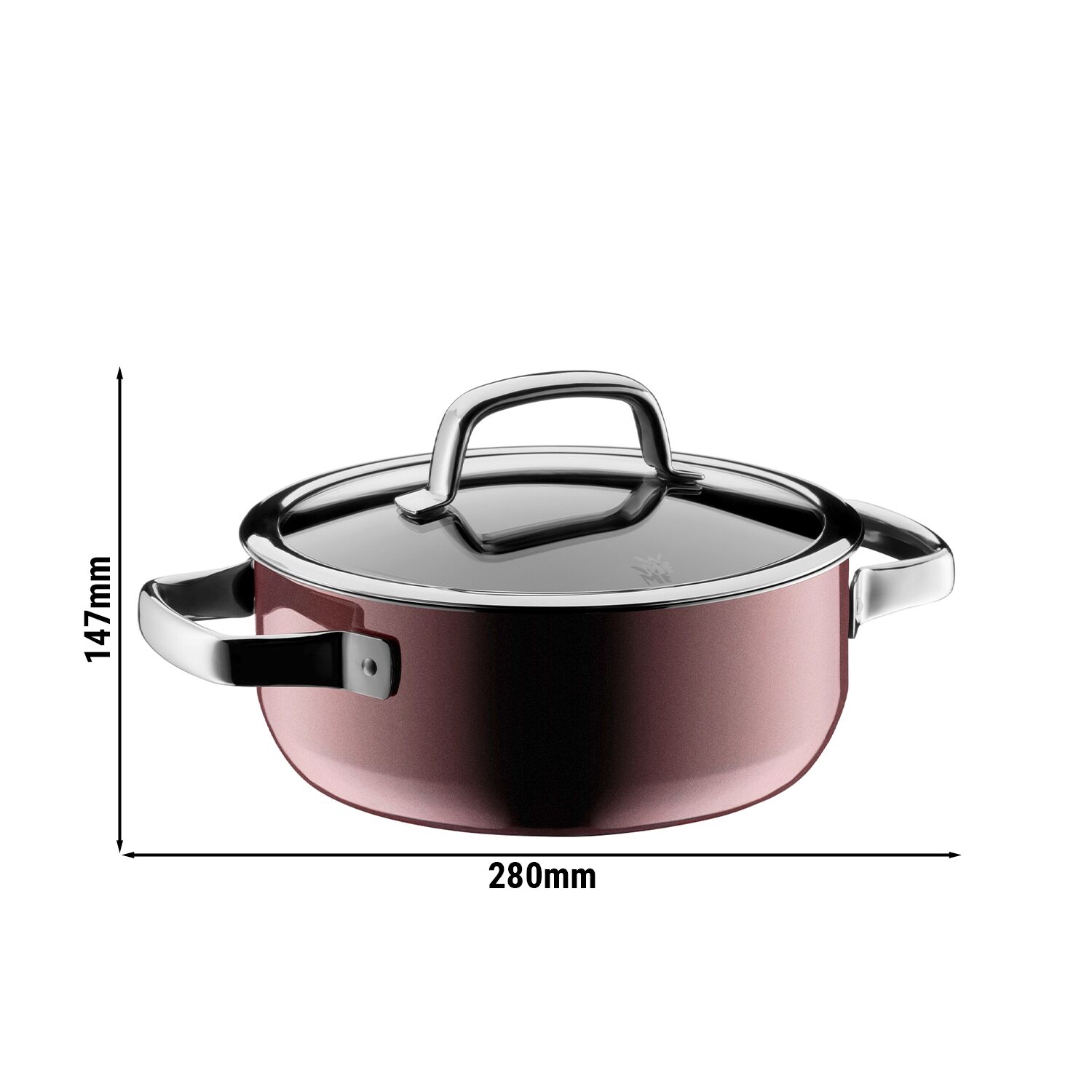 WMF | Fusiontec Mineral – Cocotte – Ø 200 mm – 2,4 litres – avec couvercle en verre – Rose Quartz