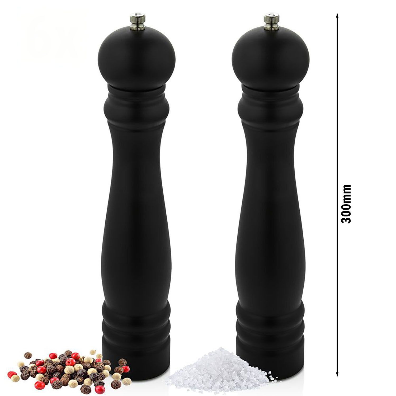 (6 pièces) Moulins à sel et à poivre – Hauteur : 300 mm