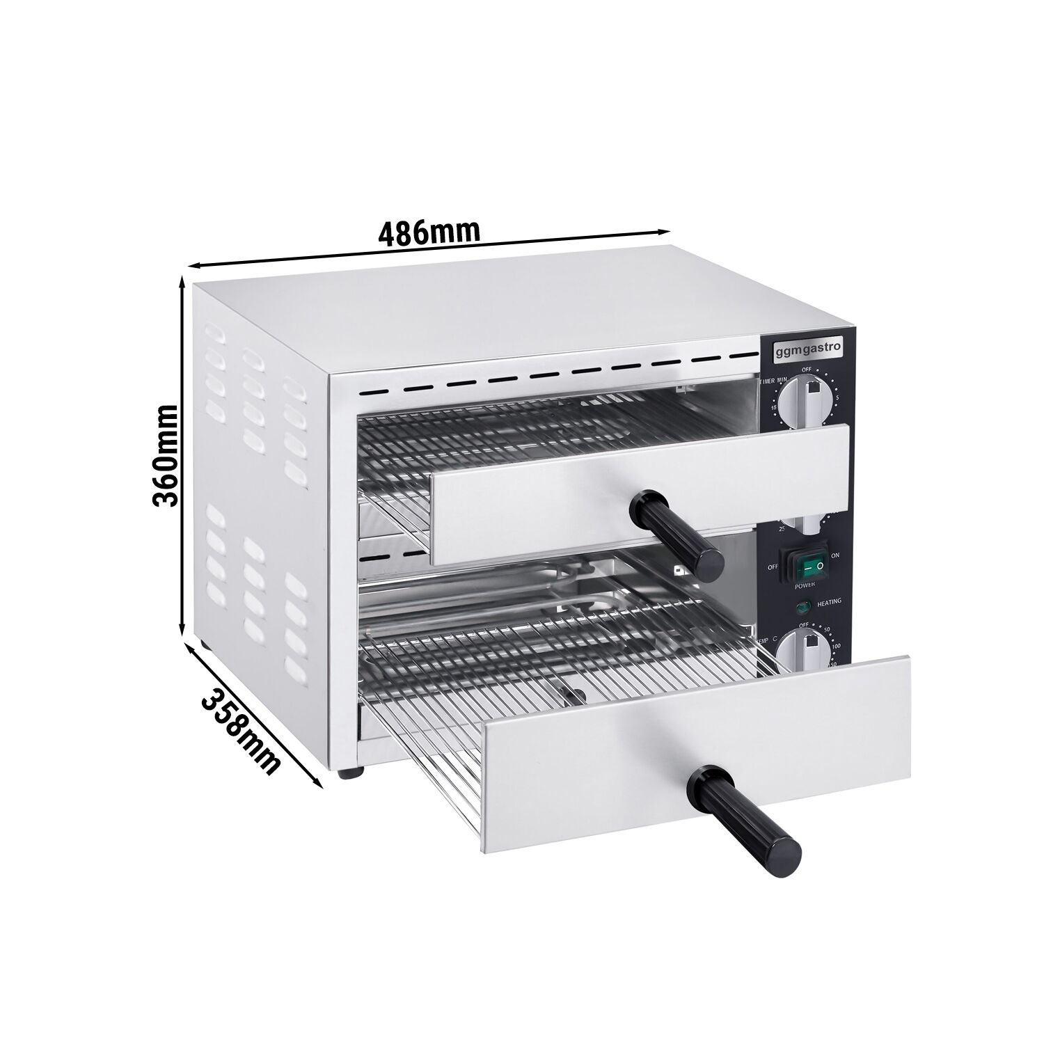 Elektro Mini Pizzaofen / Flammkuchen Ofen - 2 x 33cm - Manuell