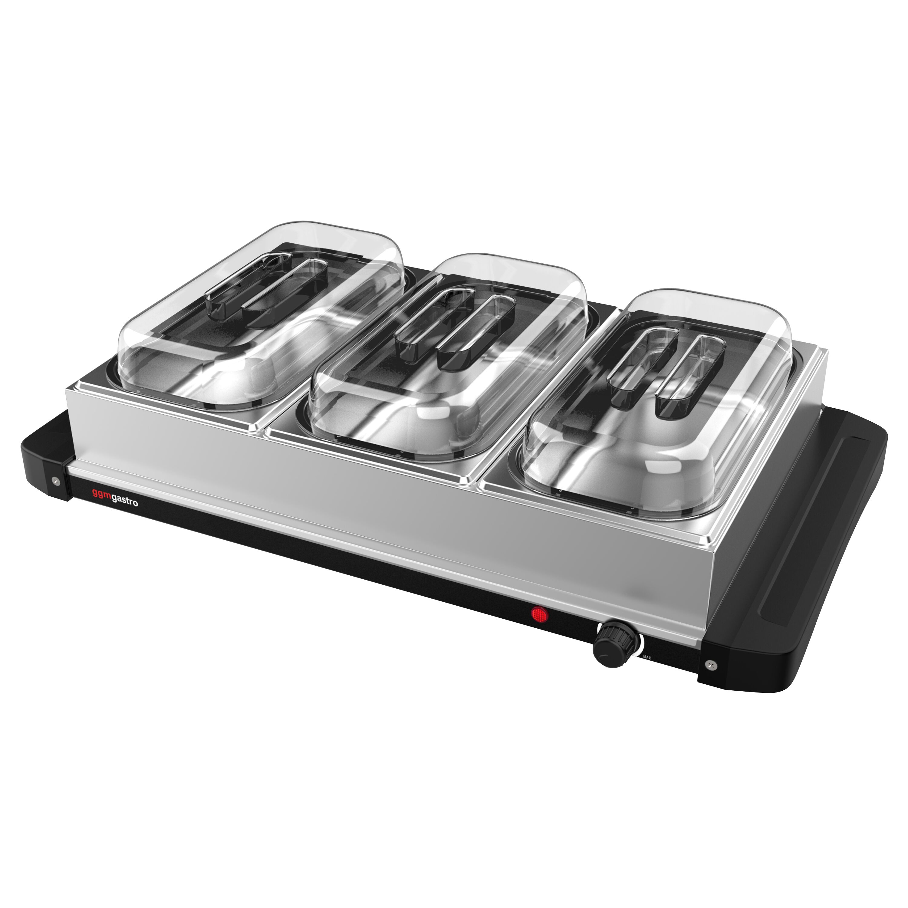 Plaque chauffante / Bain-marie infrarouge - incl. 3x bacs GN 1/3 & couvercles