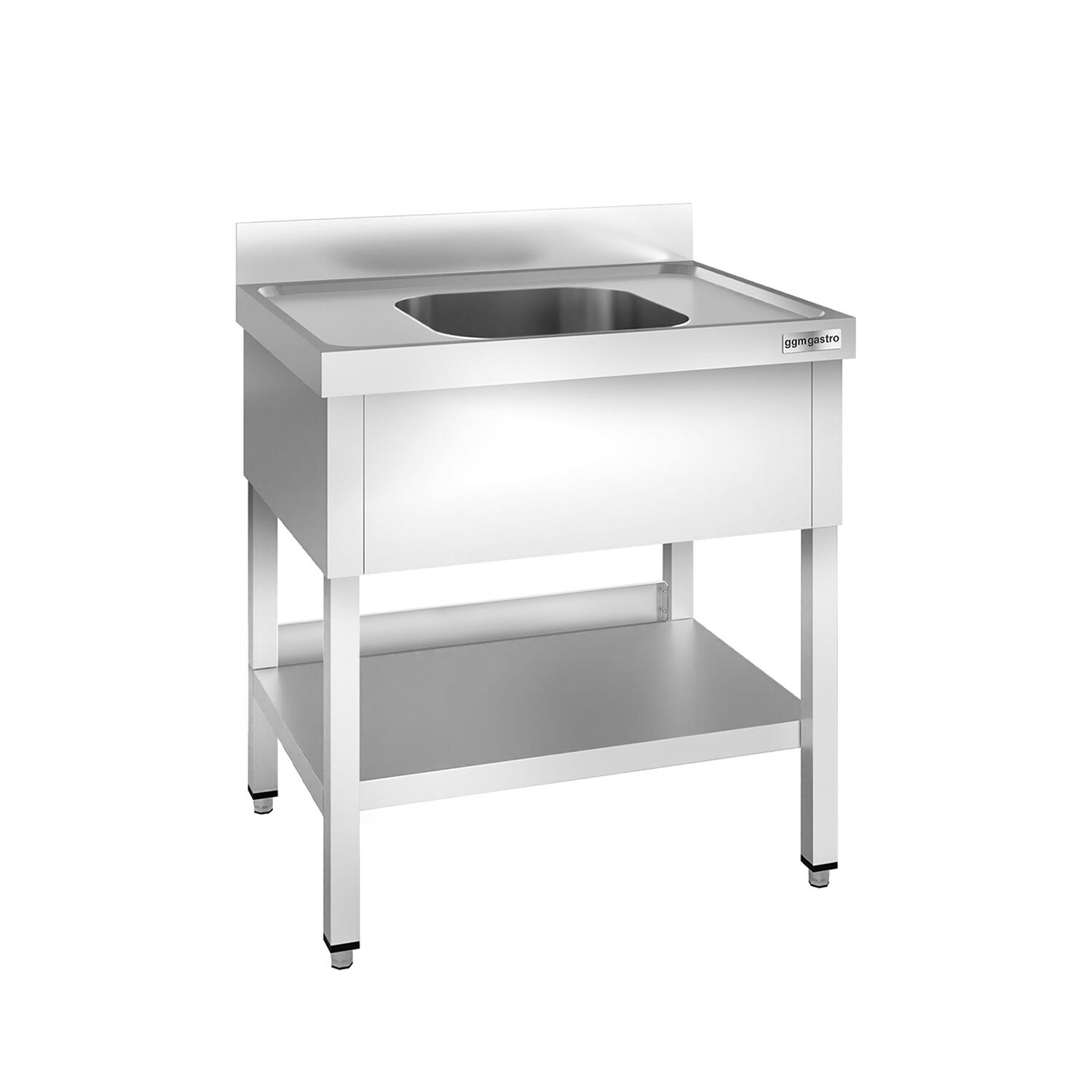 Plonge en inox PREMIUM - 800x600mm - avec étagère basse - 1 bac au centre