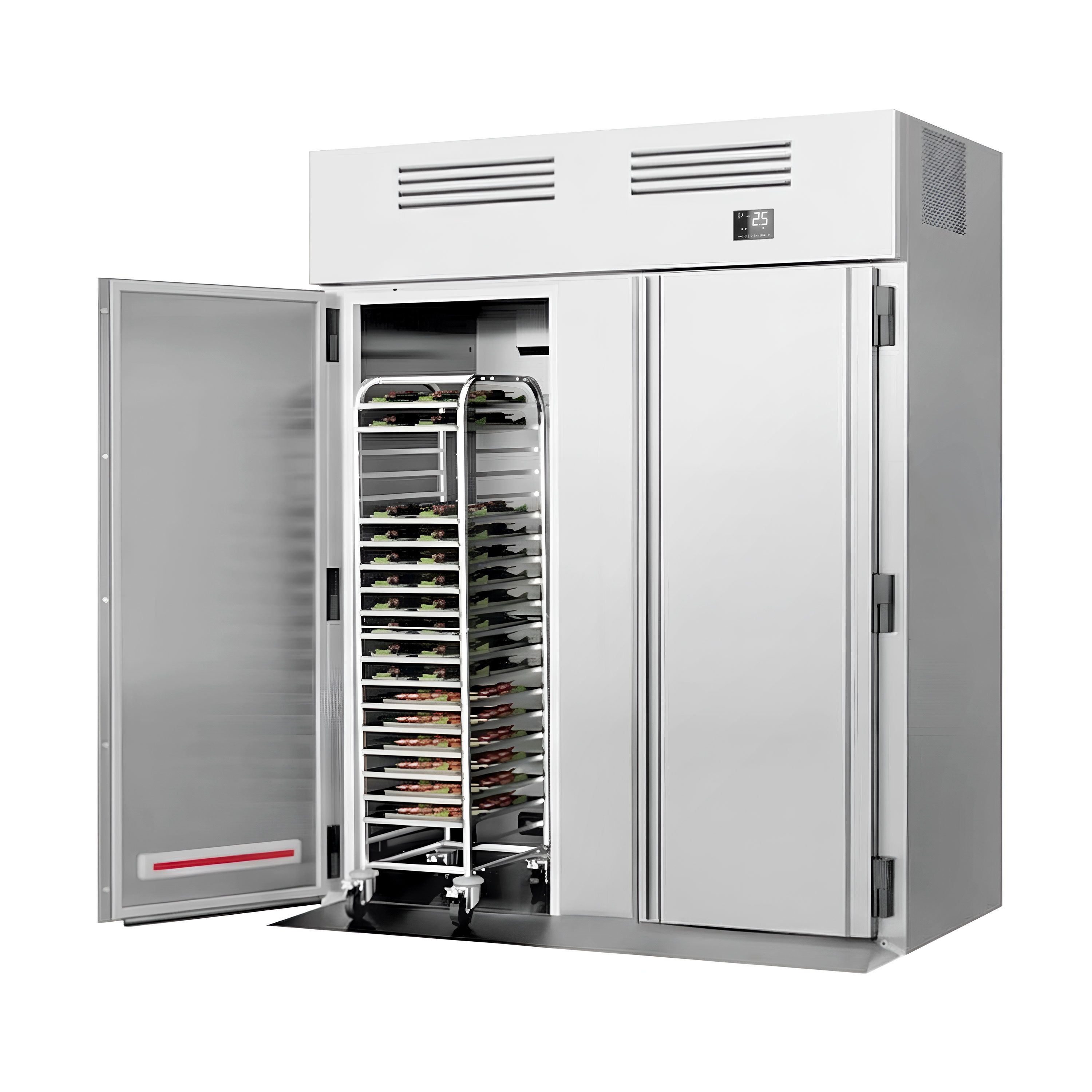 Kylskåp PREMIUM - GN 2/1 - 2700 liter - ned till +8 °C - med 2 dörrar - Umluftkylning, LED-belysning, Automatisk avfrostning, R290, HACCP-styrning
