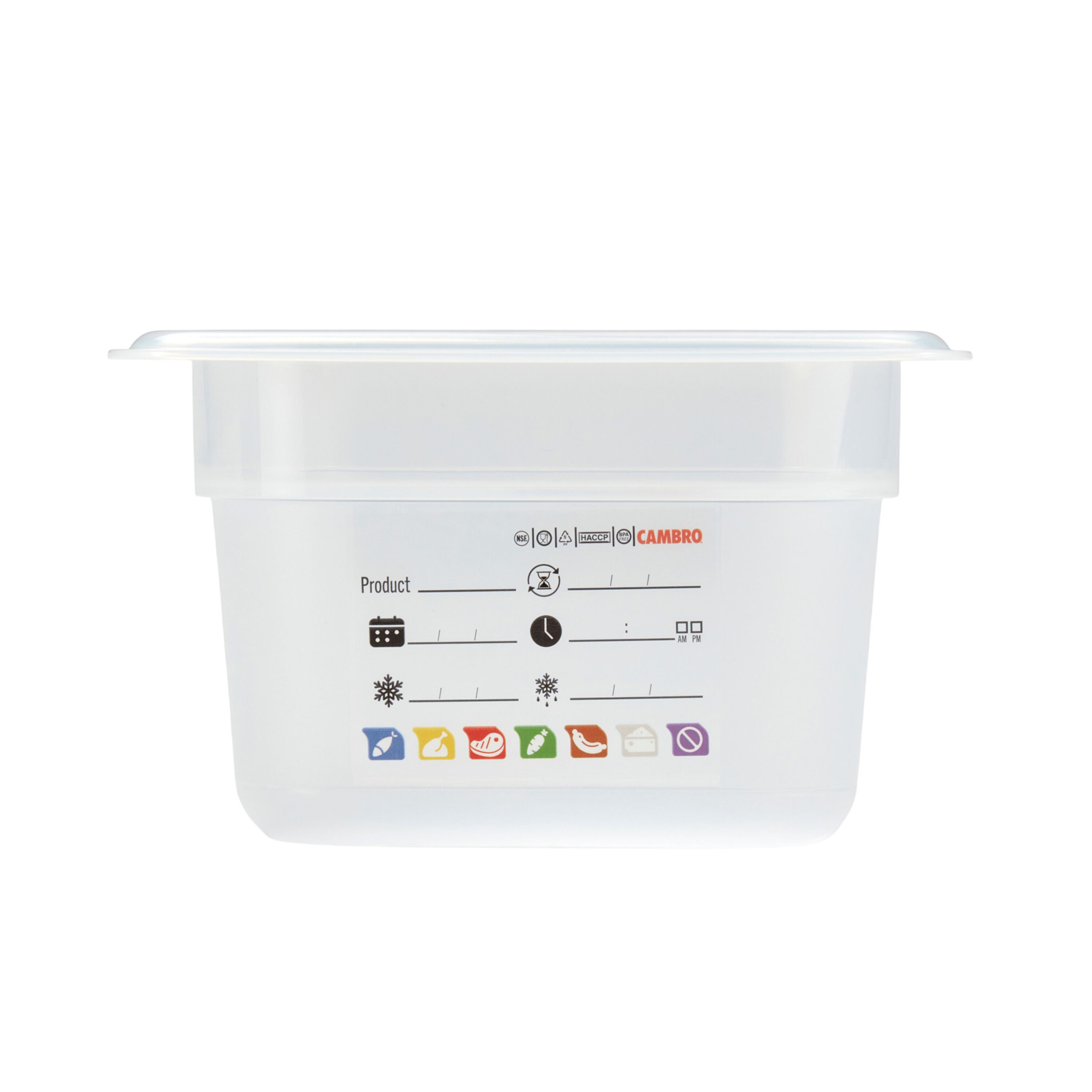 (6 pièces) CAMBRO | SafeTrak - Récipients en polypropylène GN 1/6 - laiteux - Hauteur : 100mm