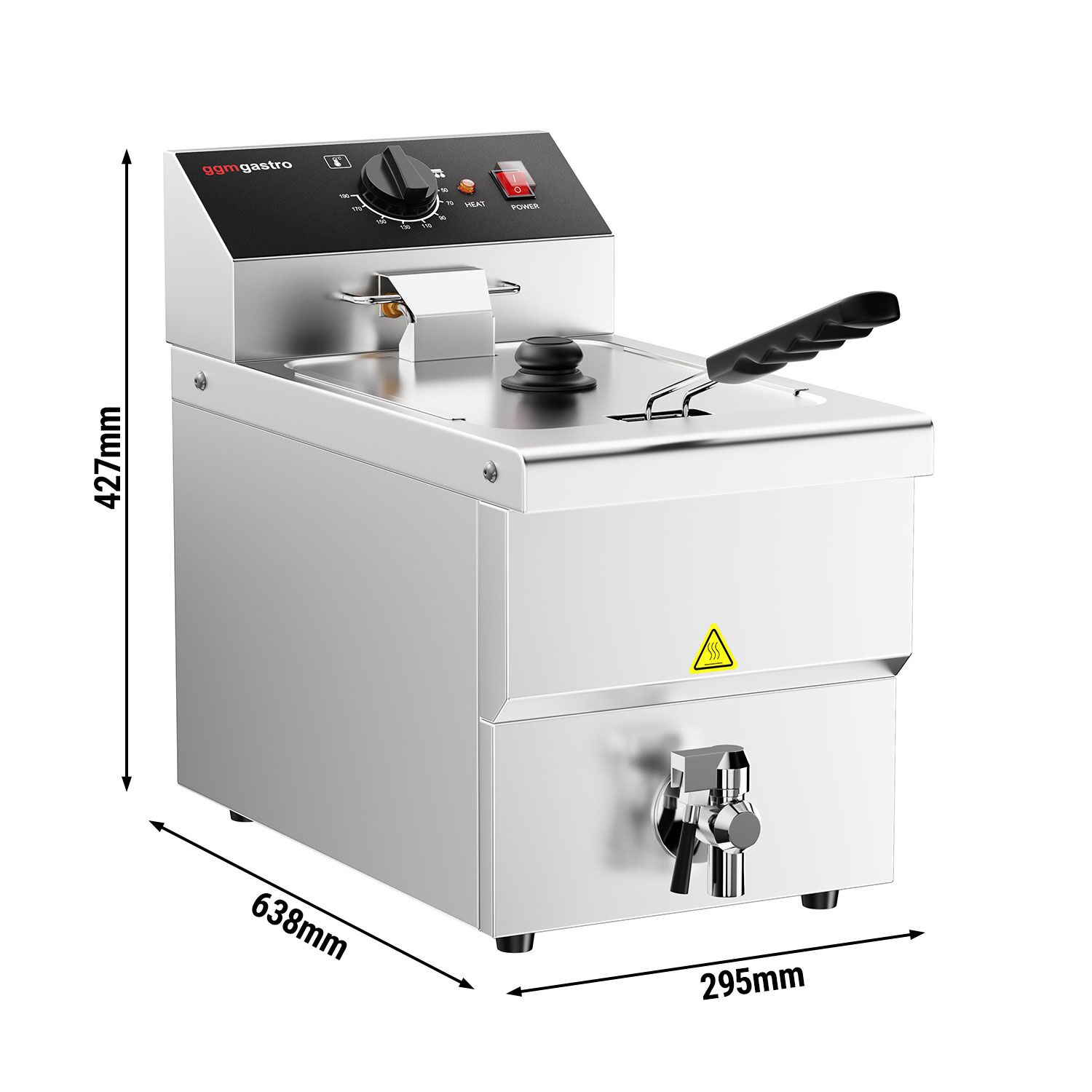 Friteuse électrique – 8 litres – 3,25 kW – avec robinet de vidange