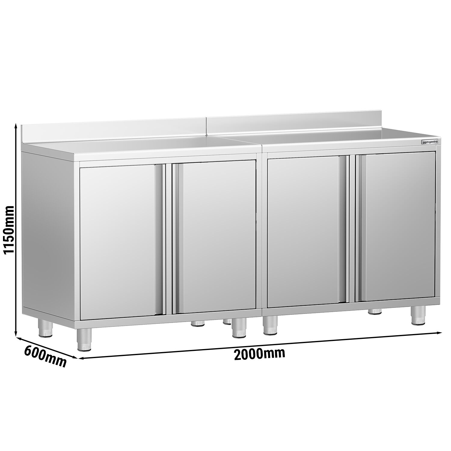 Armoire de travail PREMIUM pour machine à café filtre - 2000x600mm - avec dosseret - 4 portes battantes