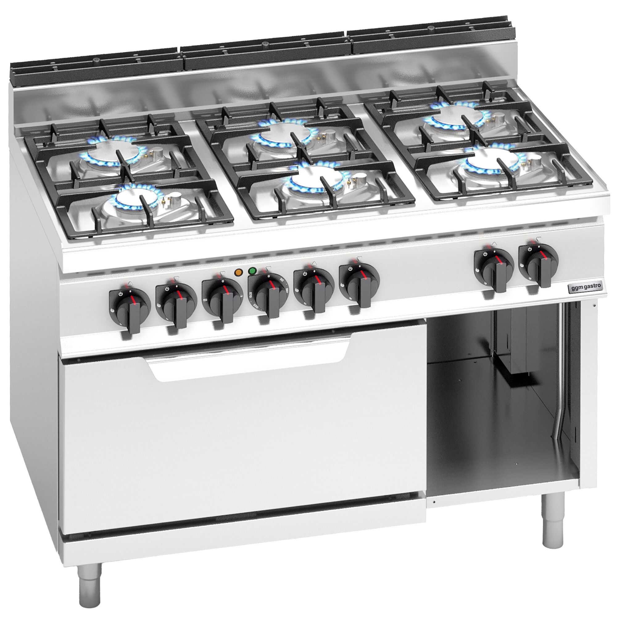 Fourneau à gaz – 33,5 kW – 6 brûleurs – avec four électrique statique – 7,5 kW