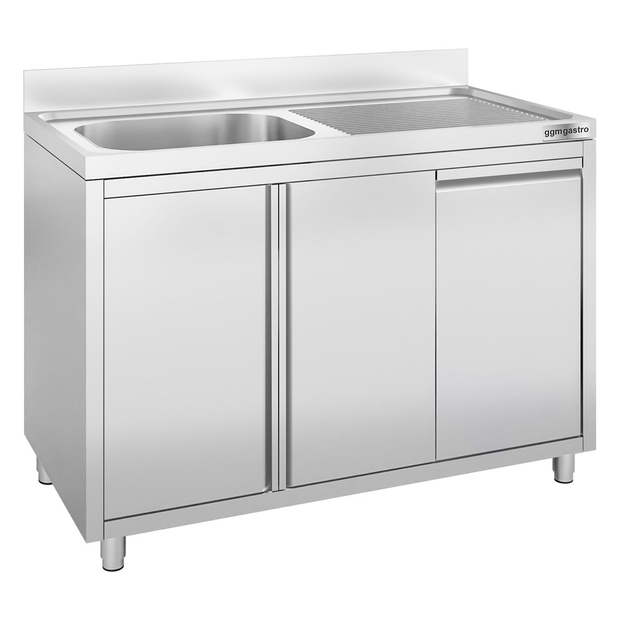 Commercial Sink Cabinet - Stainless Steel - 1200x700 -   Waste Bin - 1 Bowl Left