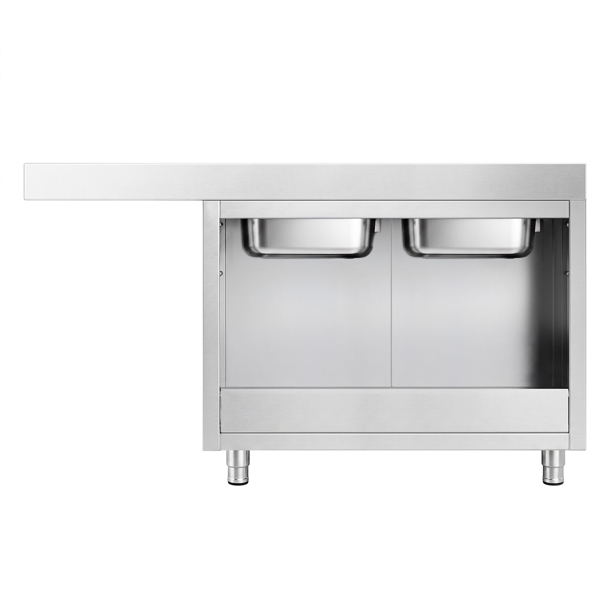 Spoeltafel tbv doorschuifvaatwasser - 1800x700mm - met 2 spoelbakken links