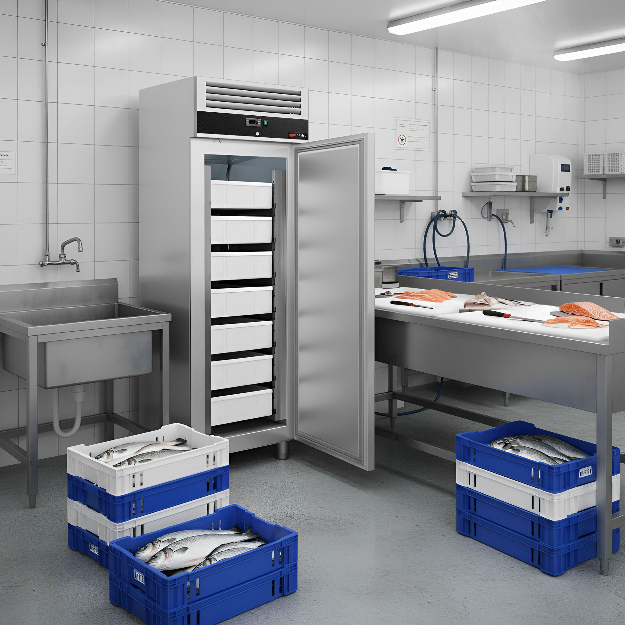 Réfrigérateur à poisson inox ECO – EN 600x400 – 600 litres – avec 1 porte