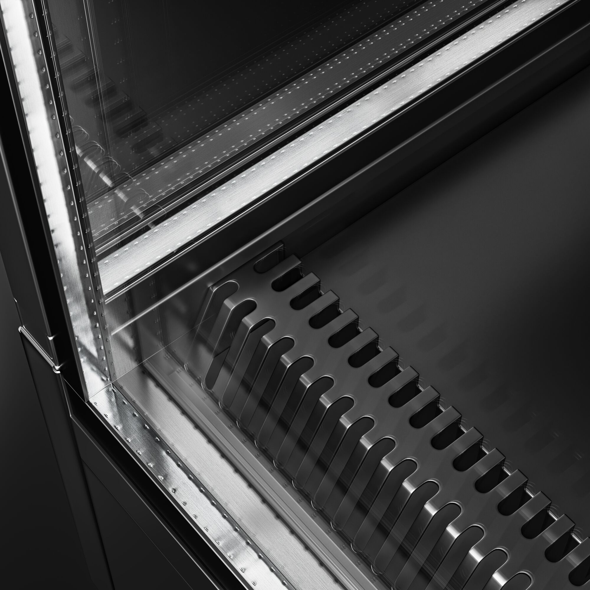 Commercial multideck display fridge - 1520mm - 493L - with 2 double‑glazed sliding doors & 3 shelves - Black