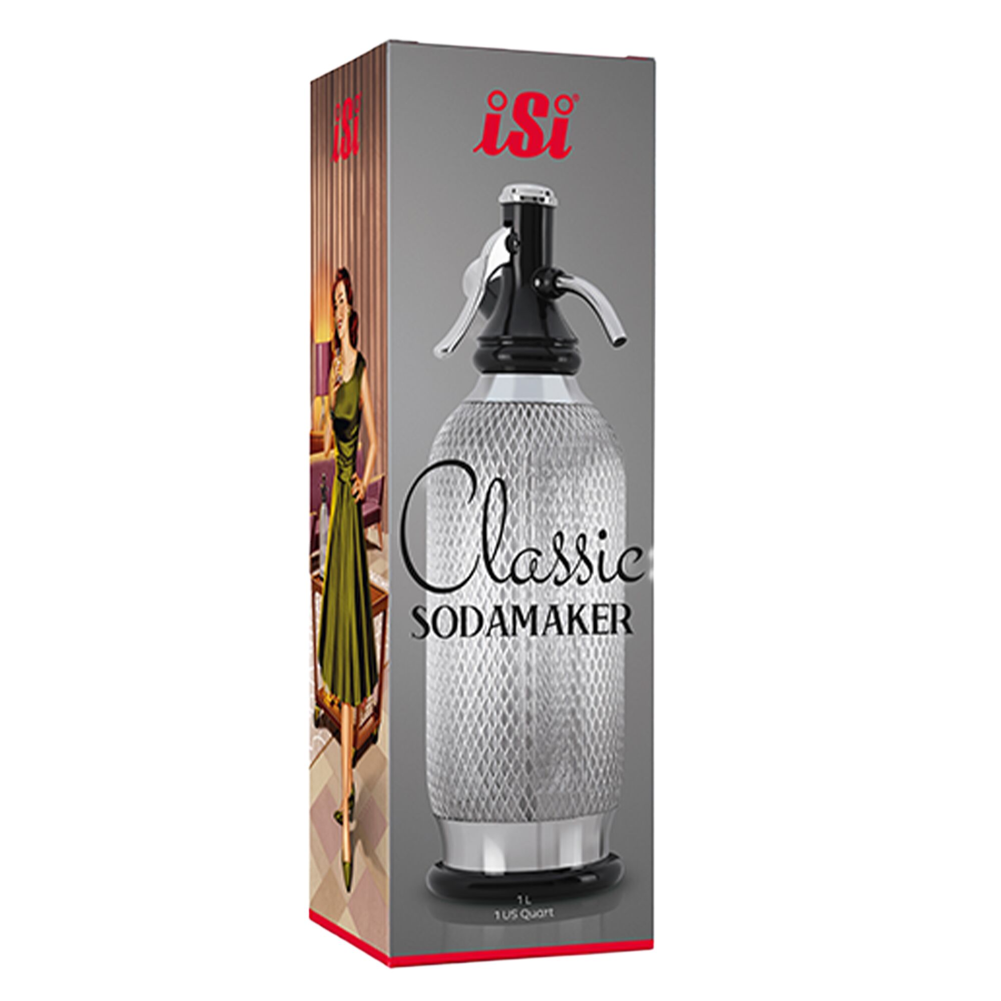 ISI | Sodamaker Classic - Appareil à gazéifier l'eau - 1 litre - Acier inoxydable