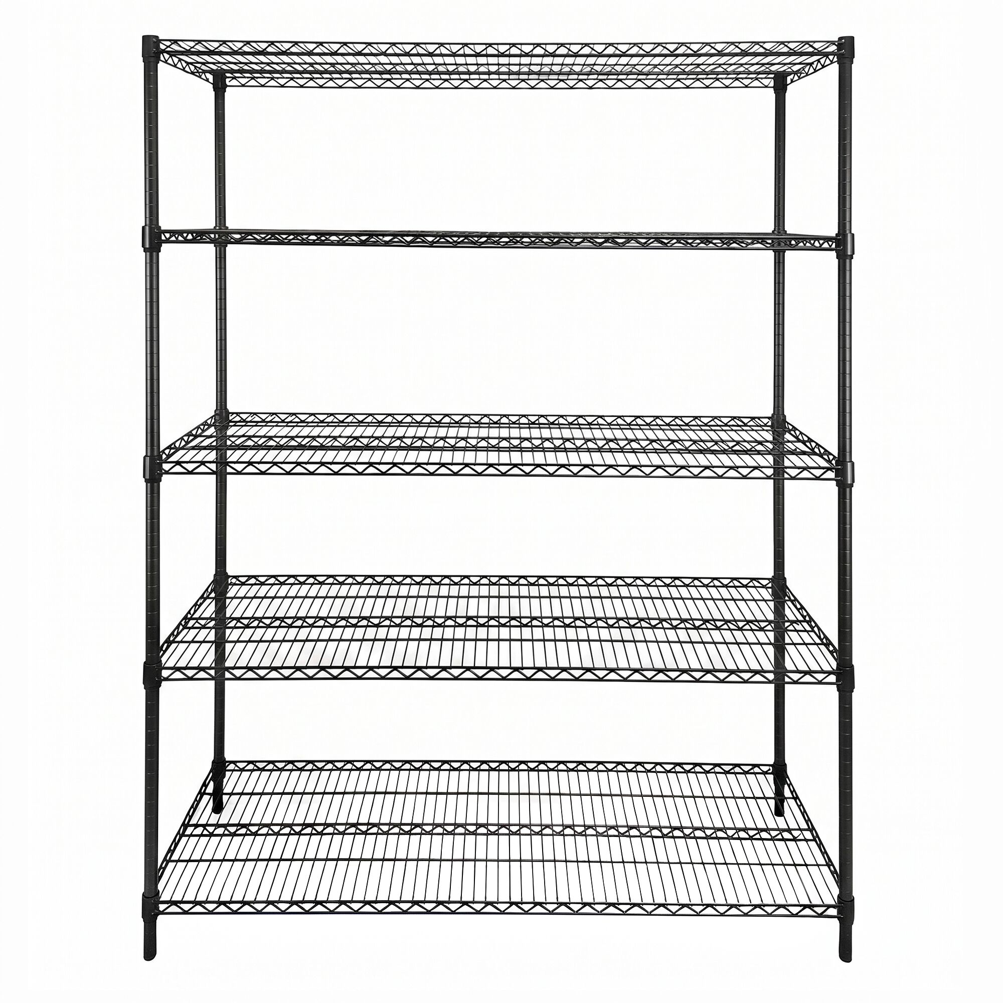 Stalen rek - 1500 x 450 mm - 5 legplanken - Zwart