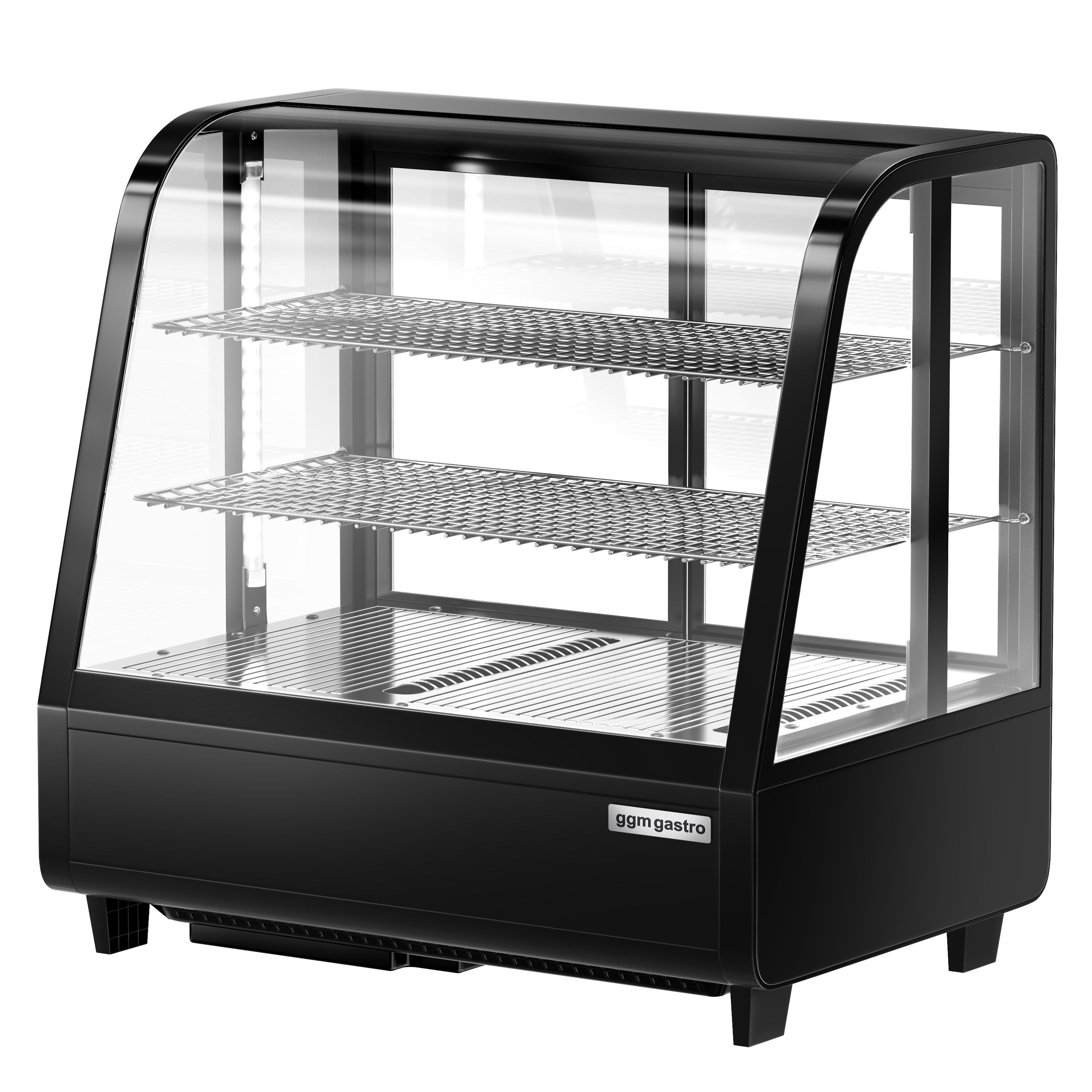 Vitrine réfrigérée de table - 100L - 682mm - Double vitrage - avec 2 étagères en verre - portes coulissantes vitrées arrière